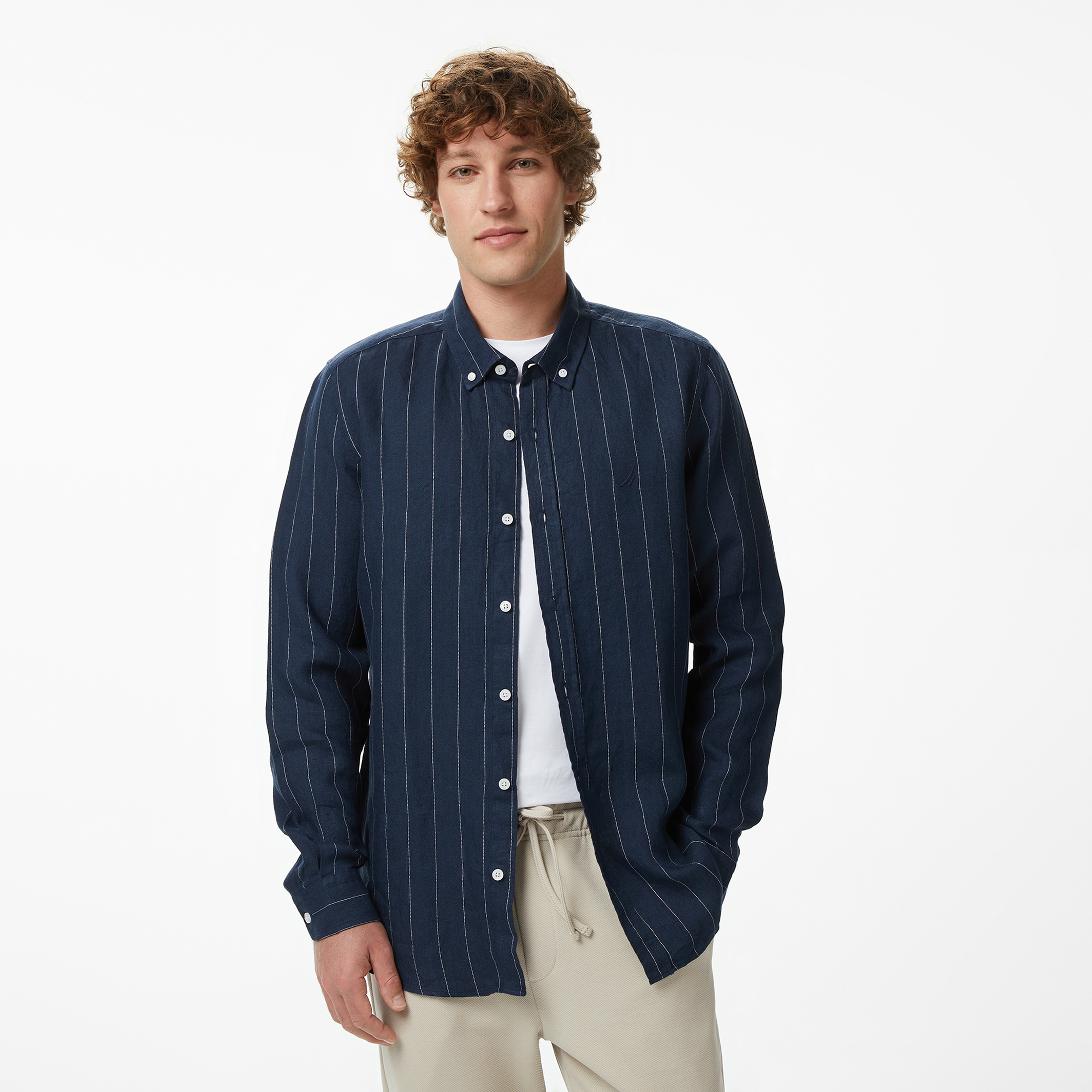 Nautica Erkek Lacivert Regular Fit Çizgili Gömlek