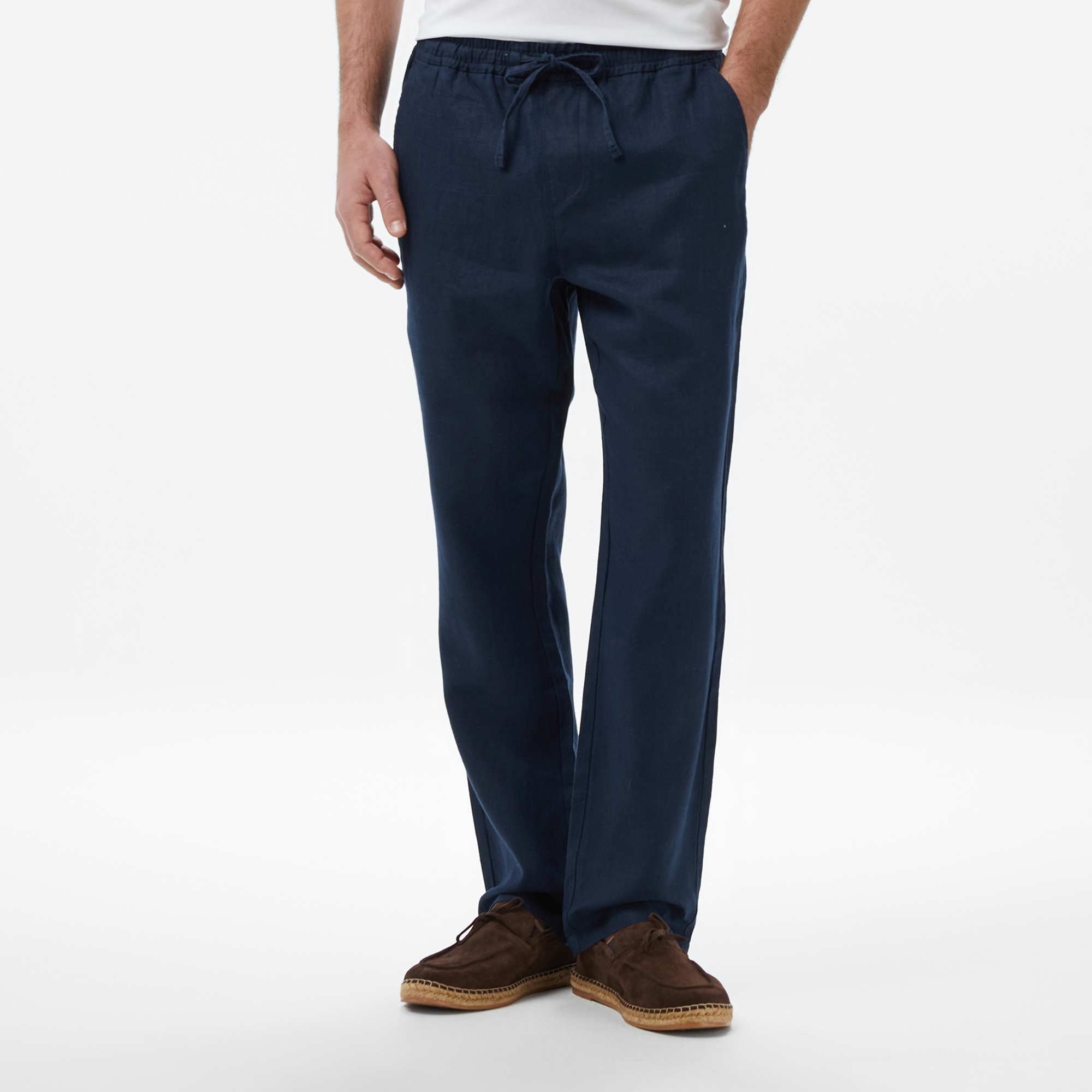 Nautica Erkek Lacivert Regular Fit Keten Pantolon