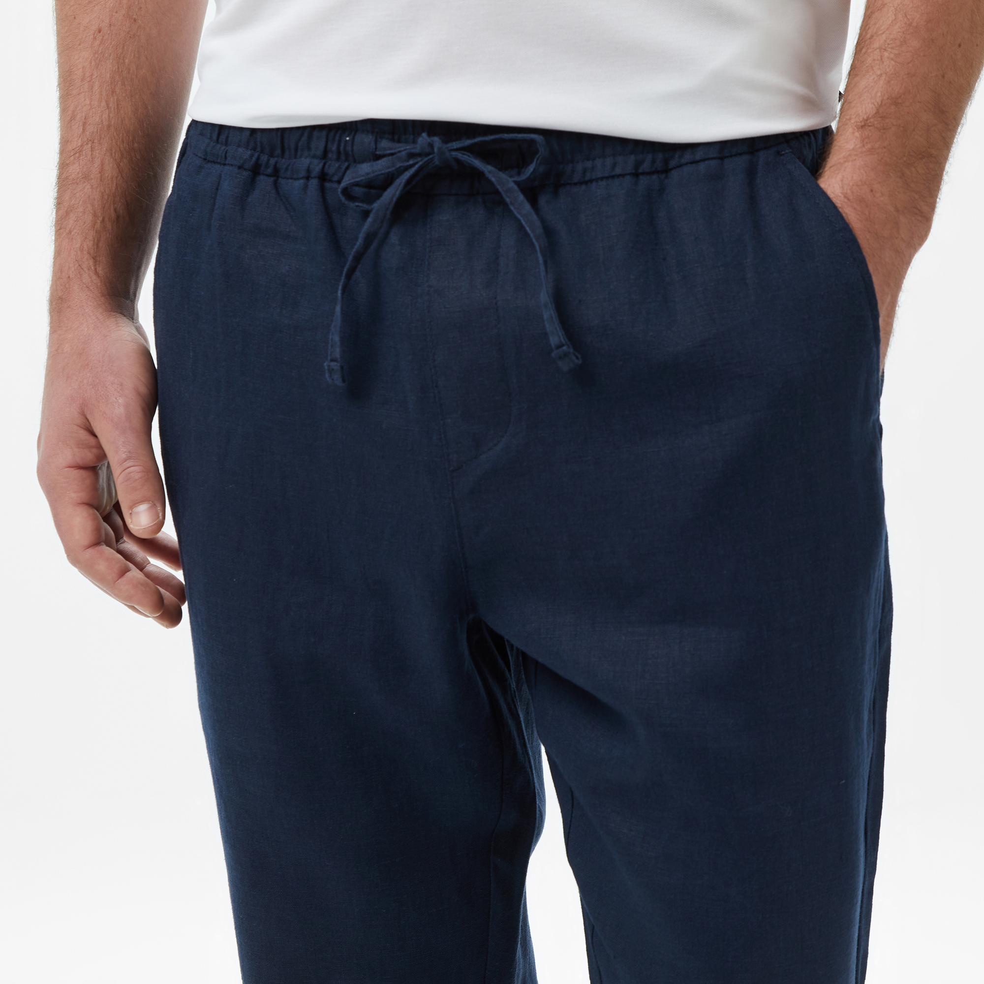 Nautica Erkek Lacivert Regular Fit Keten Pantolon