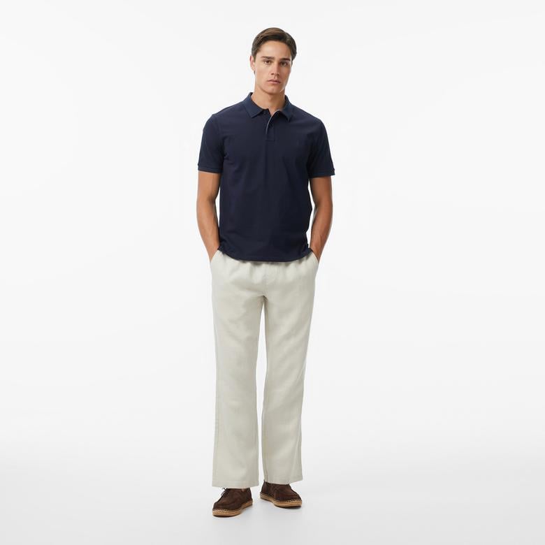 Nautica Erkek Krem Regular Fit Keten Pantolon