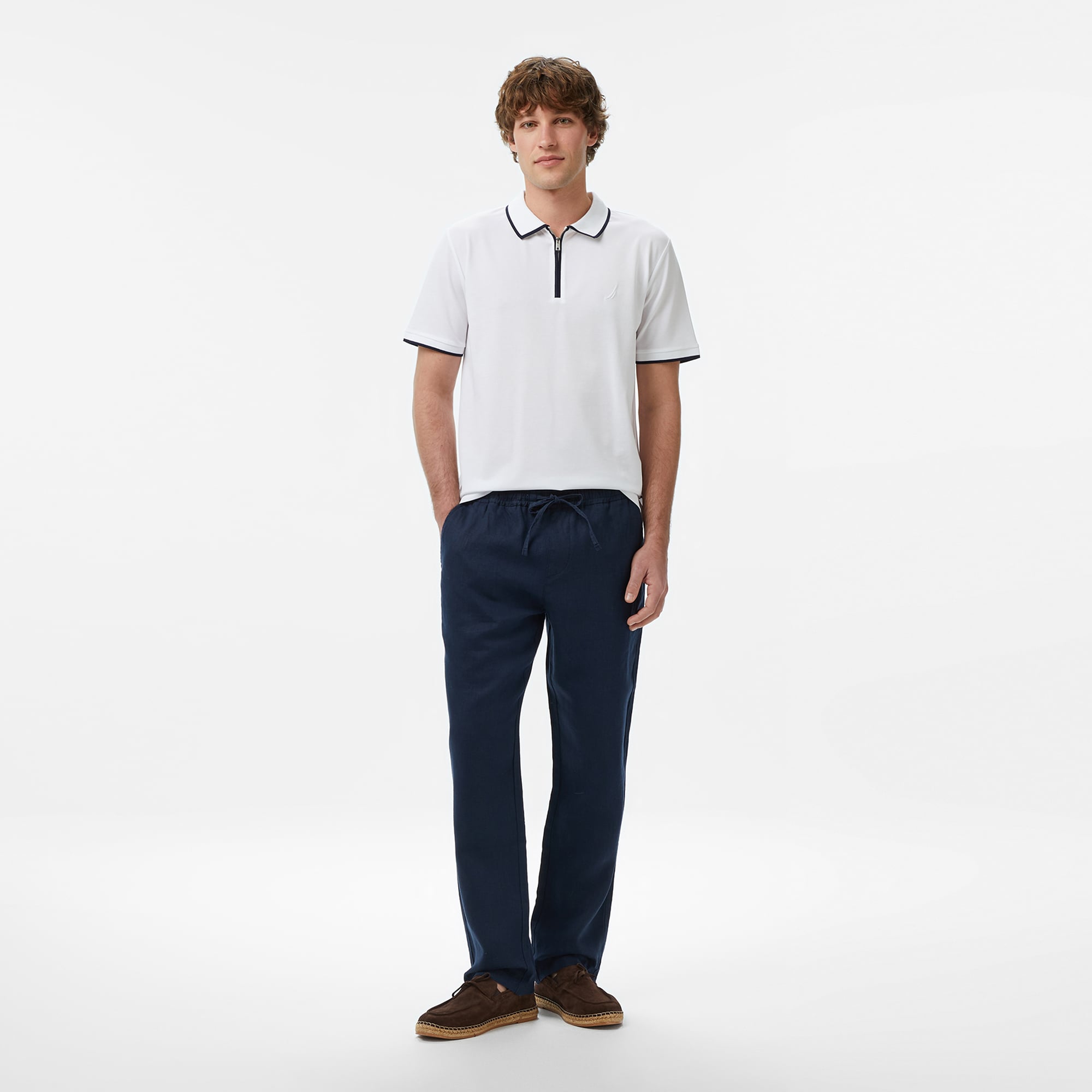 Nautica Erkek Lacivert Regular Fit Keten Pantolon
