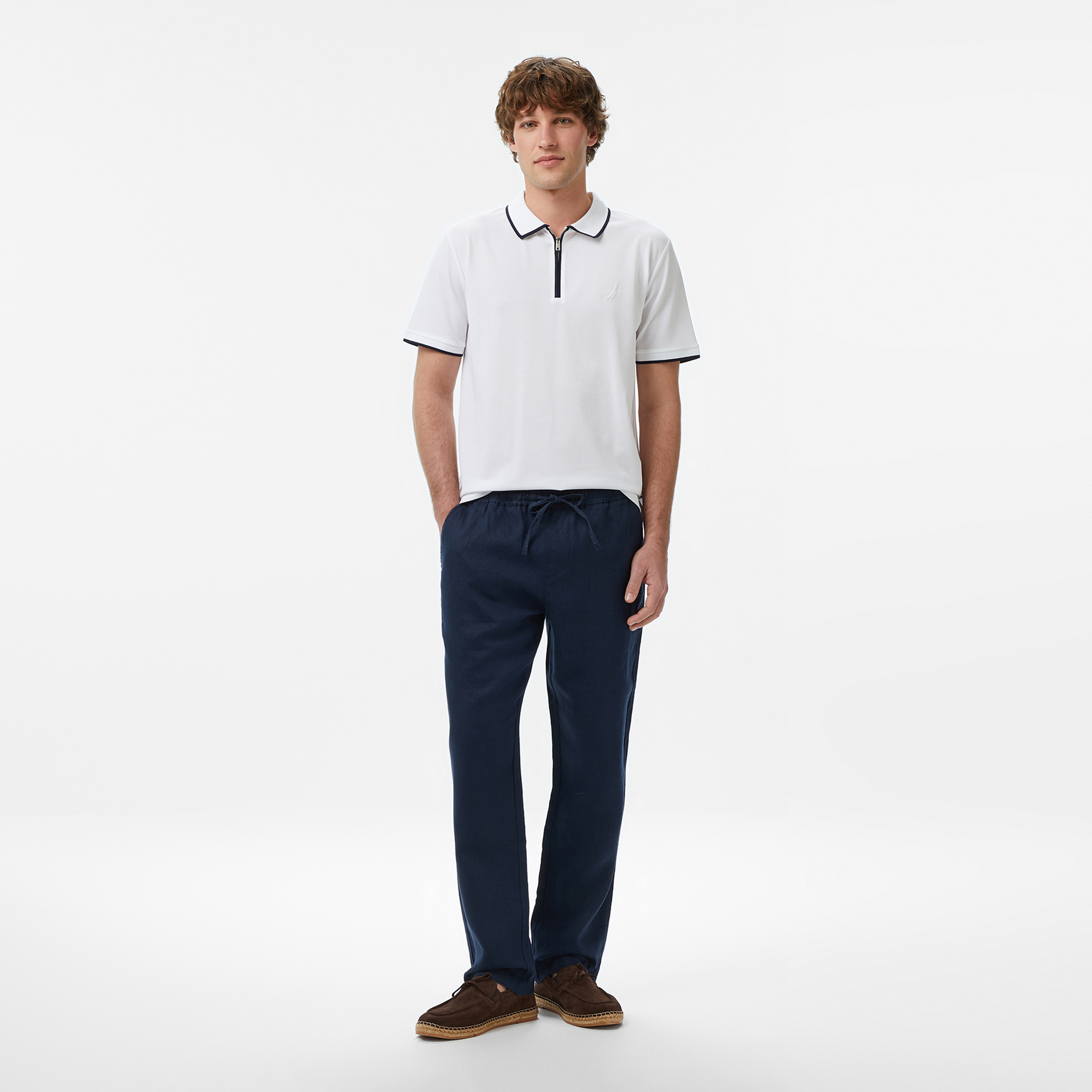 Nautica Erkek Lacivert Regular Fit Keten Pantolon