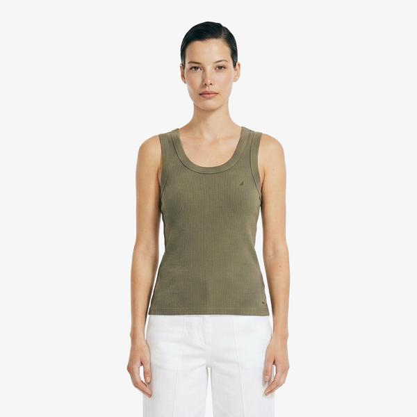 Nautica Kadın Yeşil Slim Fit Kolsuz T-Shirt