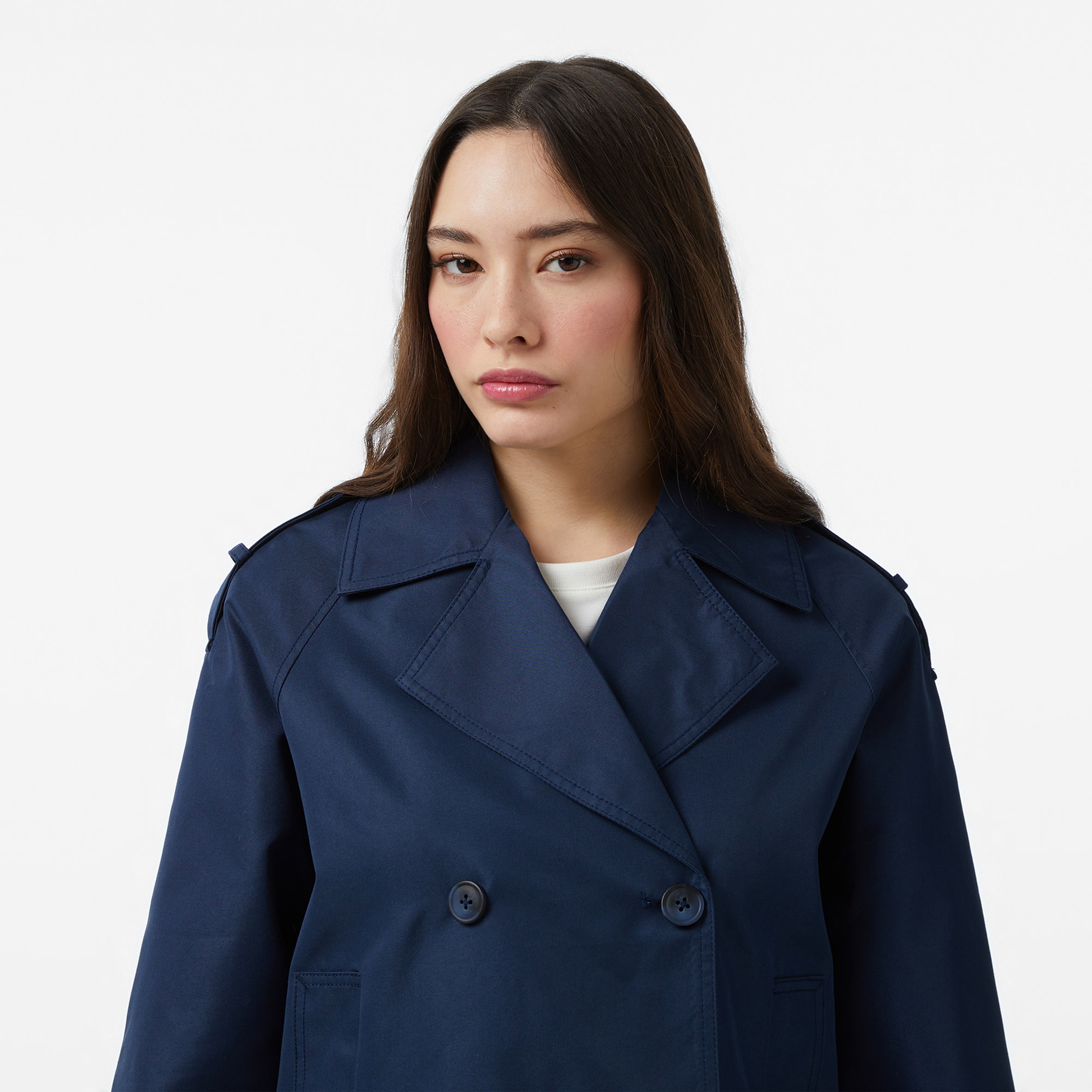 Nautica Kadın Lacivert Regular Fit Trençkot