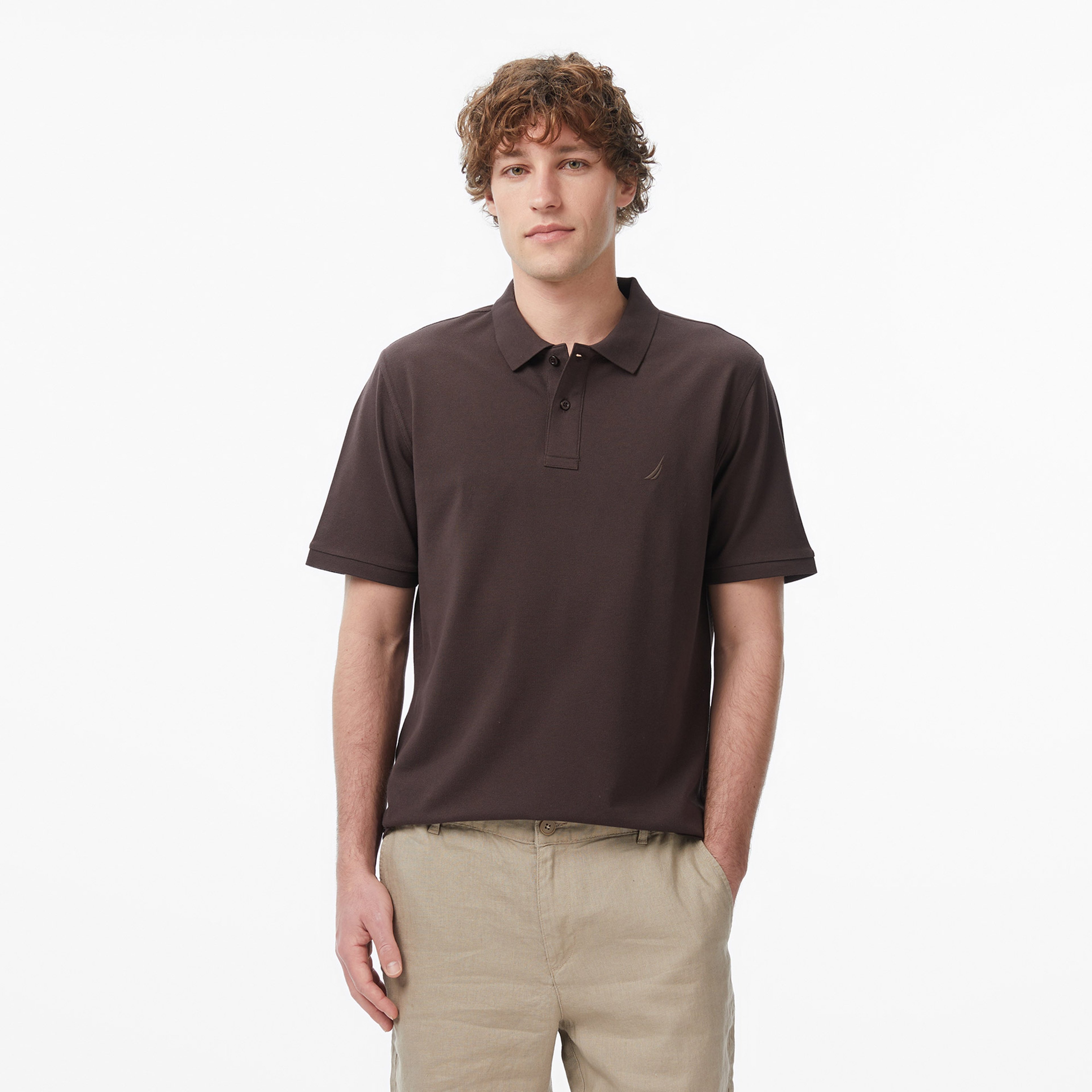 Nautica Erkek Kahverengi Regular Fit Polo Yaka T-Shirt