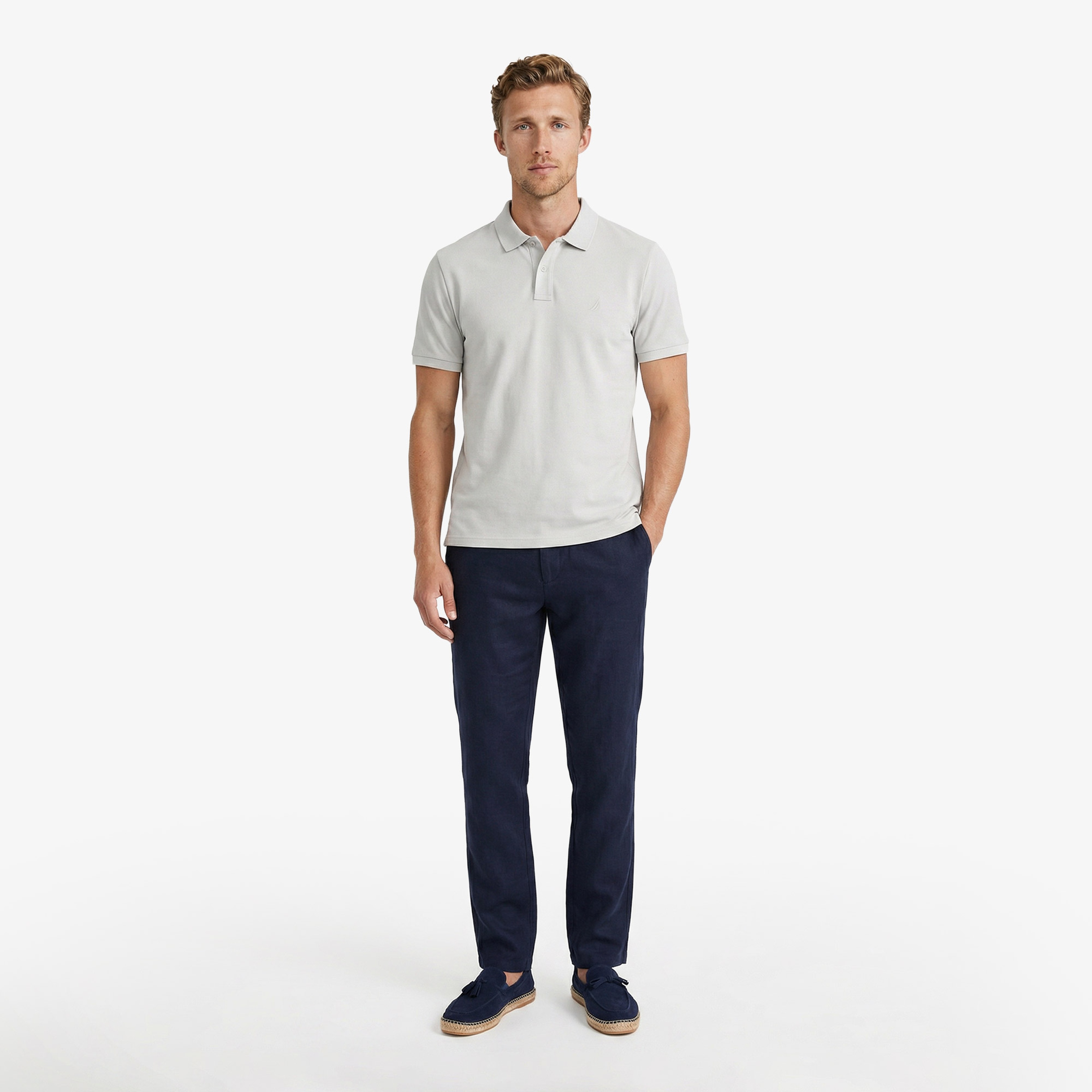 Nautica Erkek Gri Regular Fit Polo Yaka T-Shirt