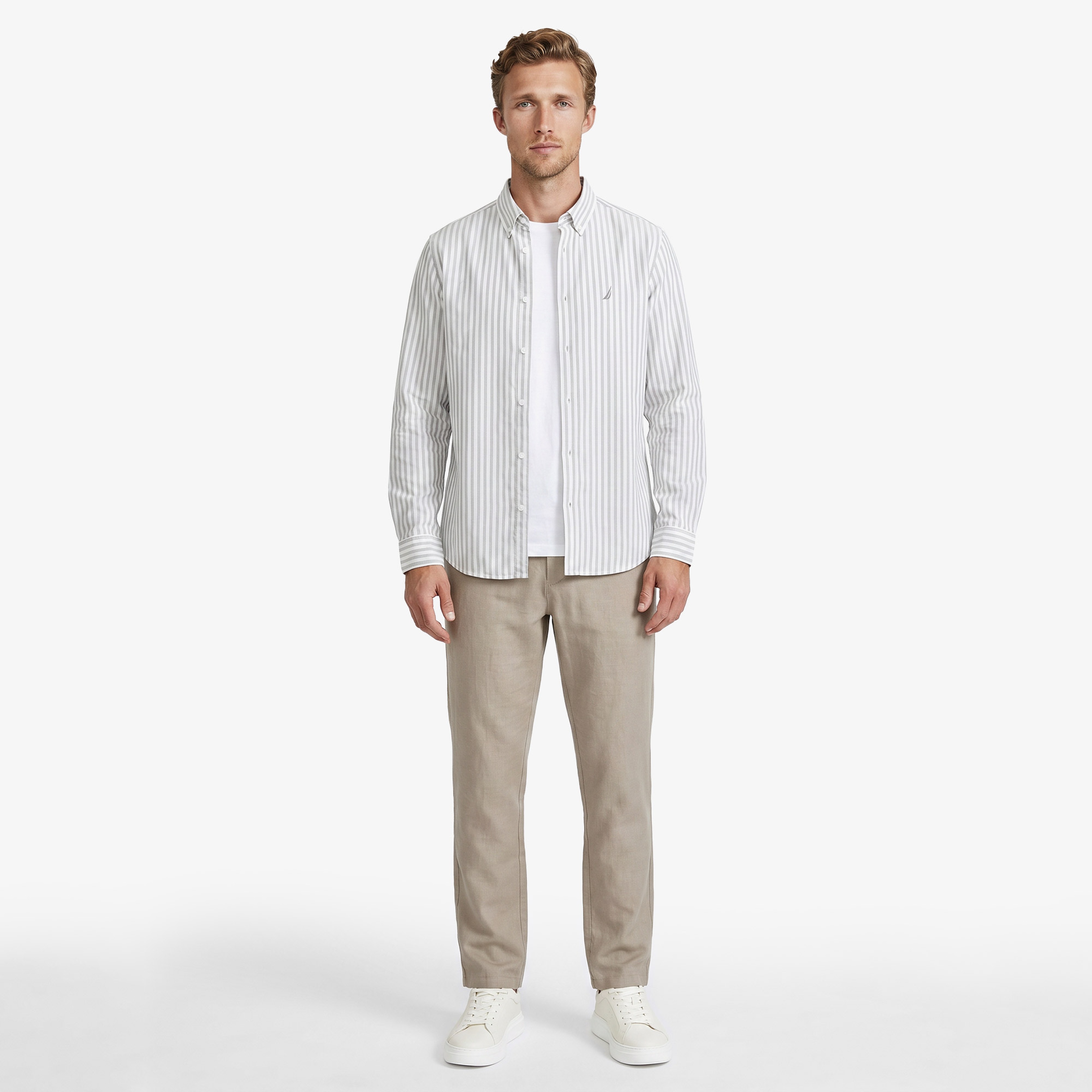Nautica Erkek Yeşil Regular Fit Çizgili Gömlek