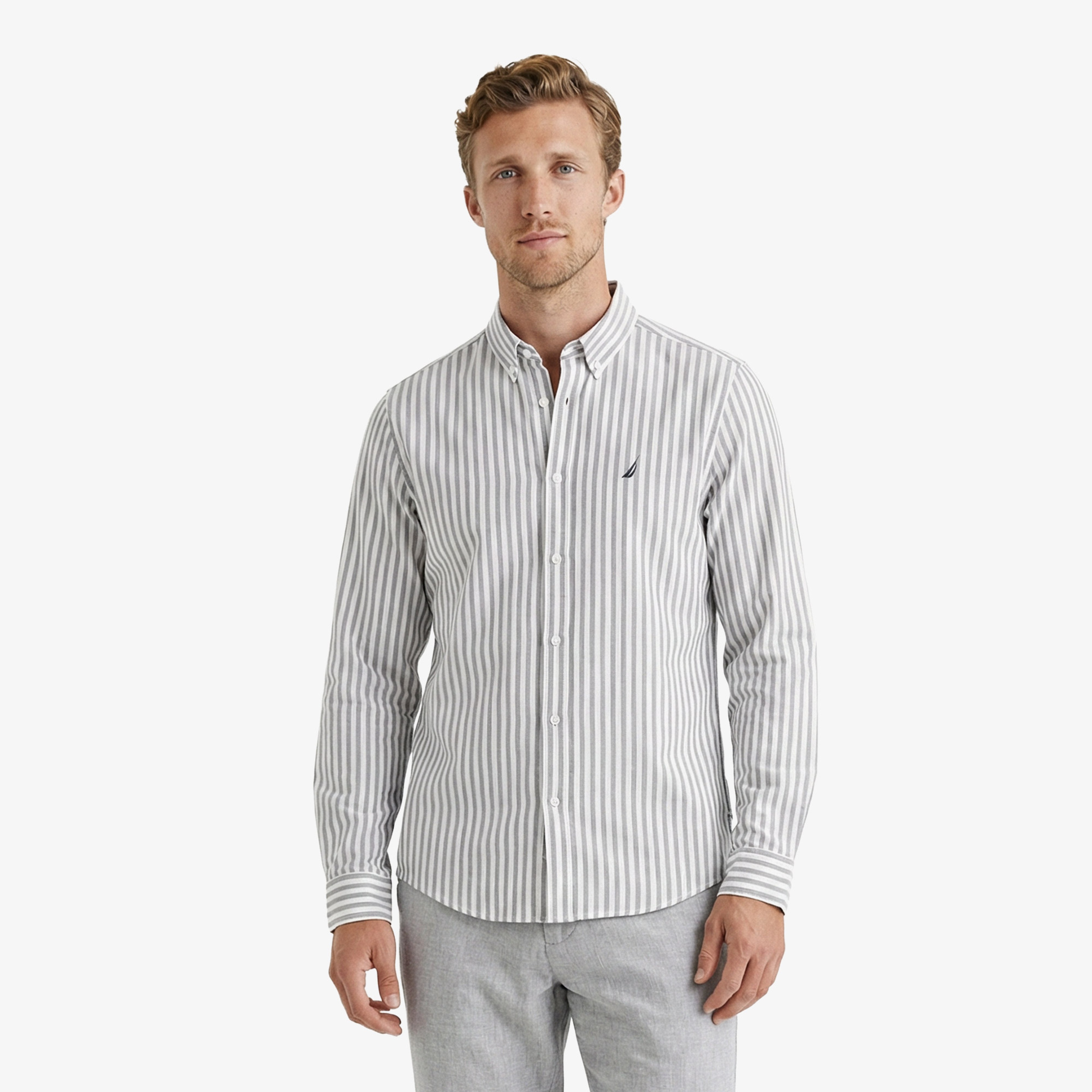 Nautica Erkek Lacivert Regular Fit Çizgili Gömlek