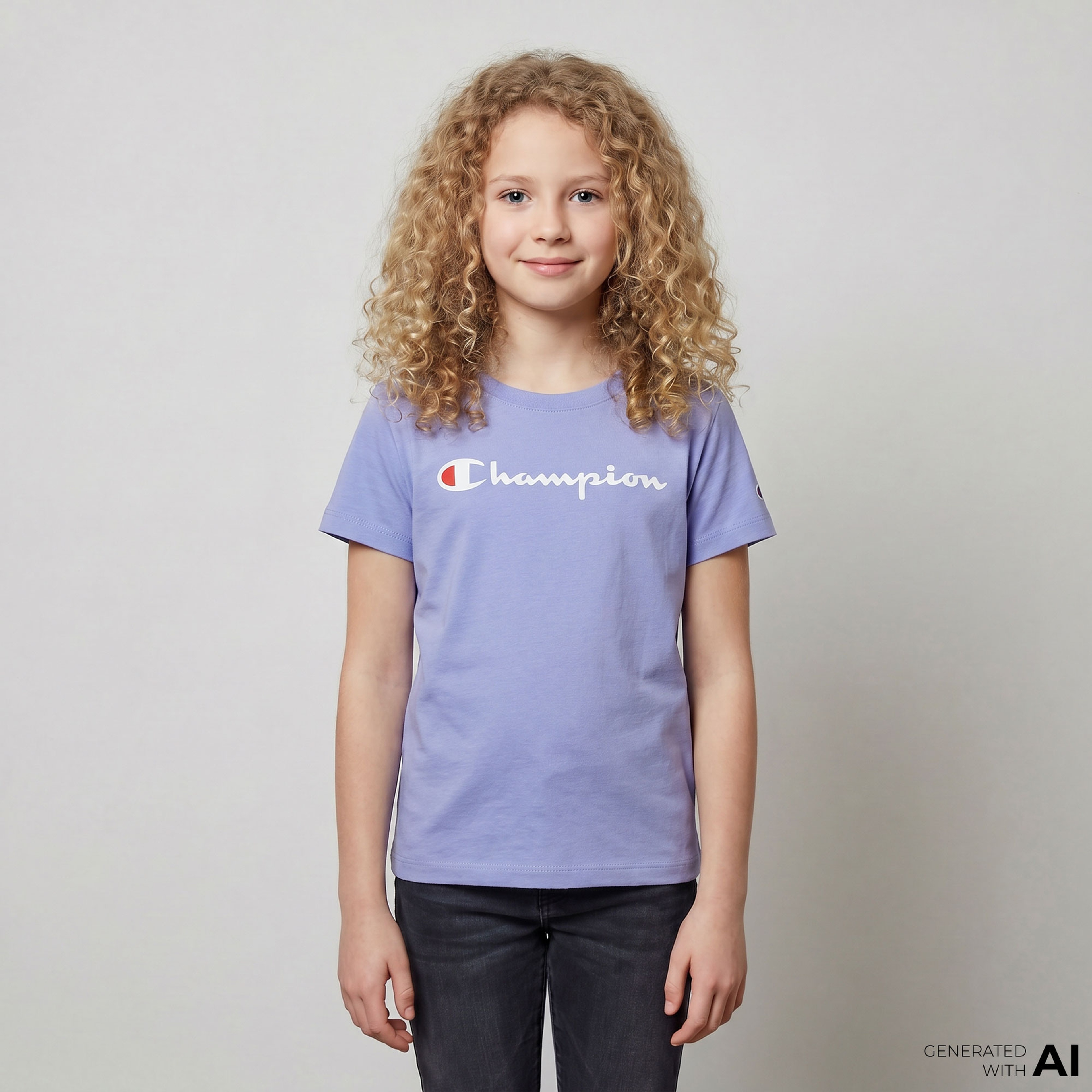 Champion Crewneck SS Çocuk Mor T-Shirt