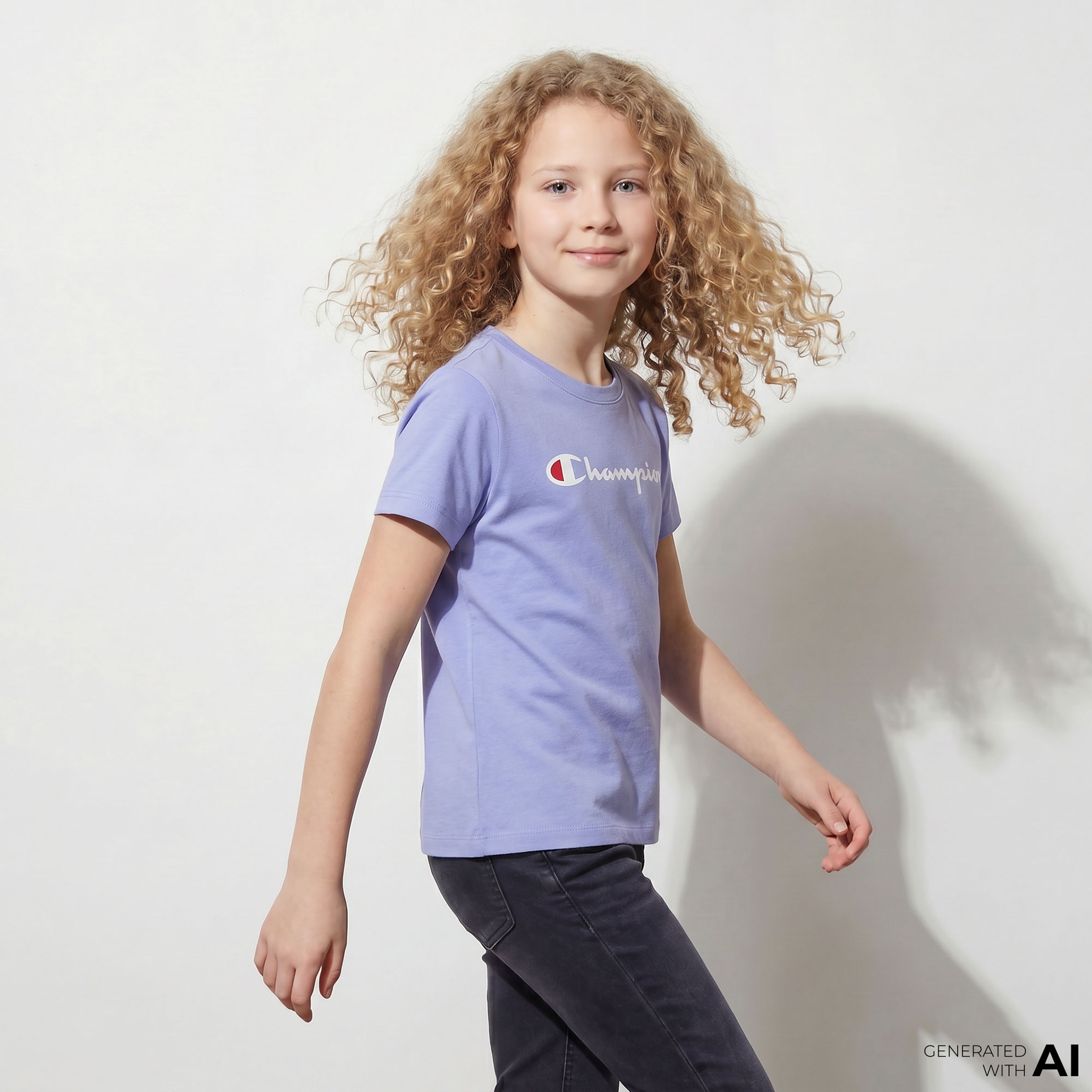Champion Crewneck SS Çocuk Mor T-Shirt