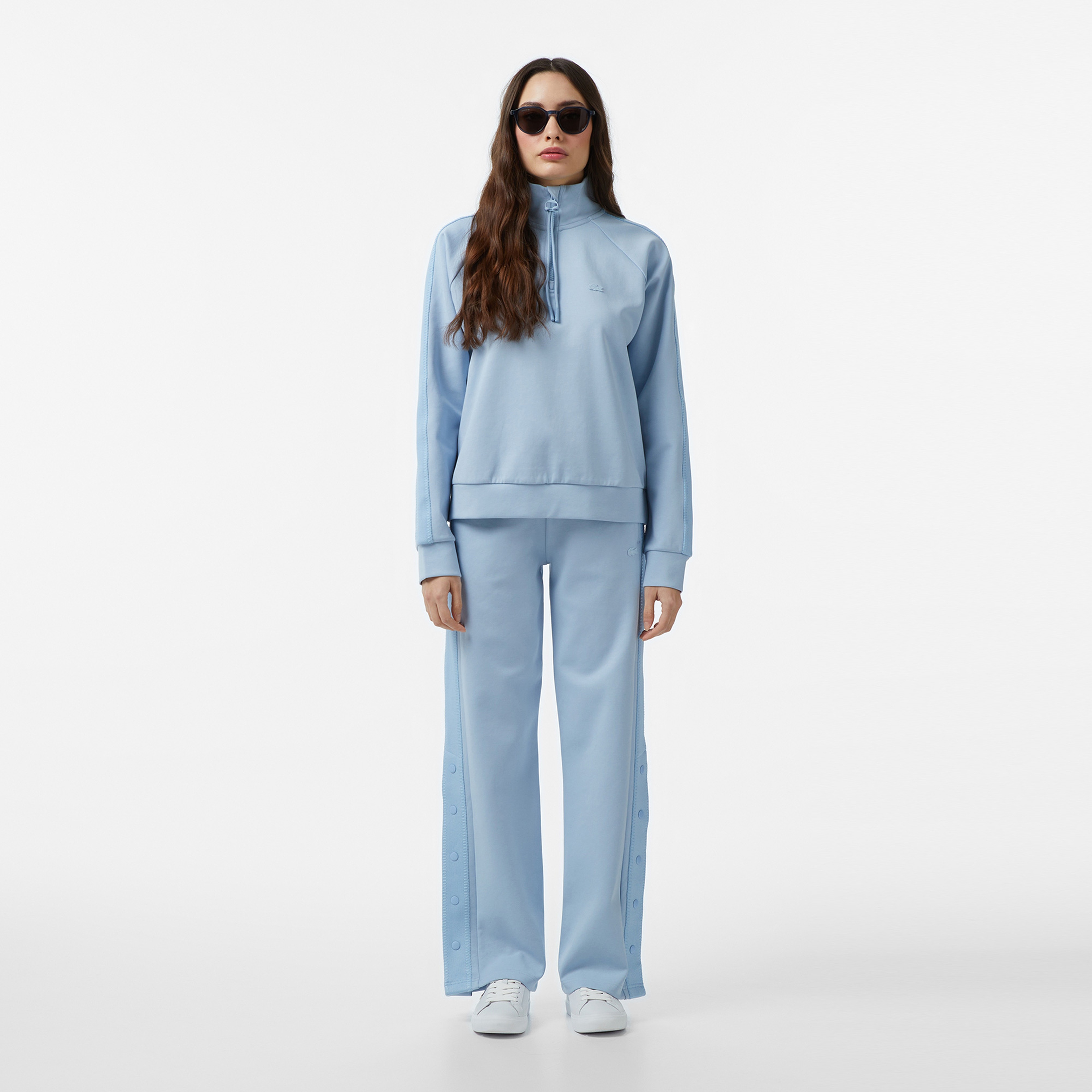 Lacoste Kadın Loose Fit Dik Yaka Mavi Sweatshirt