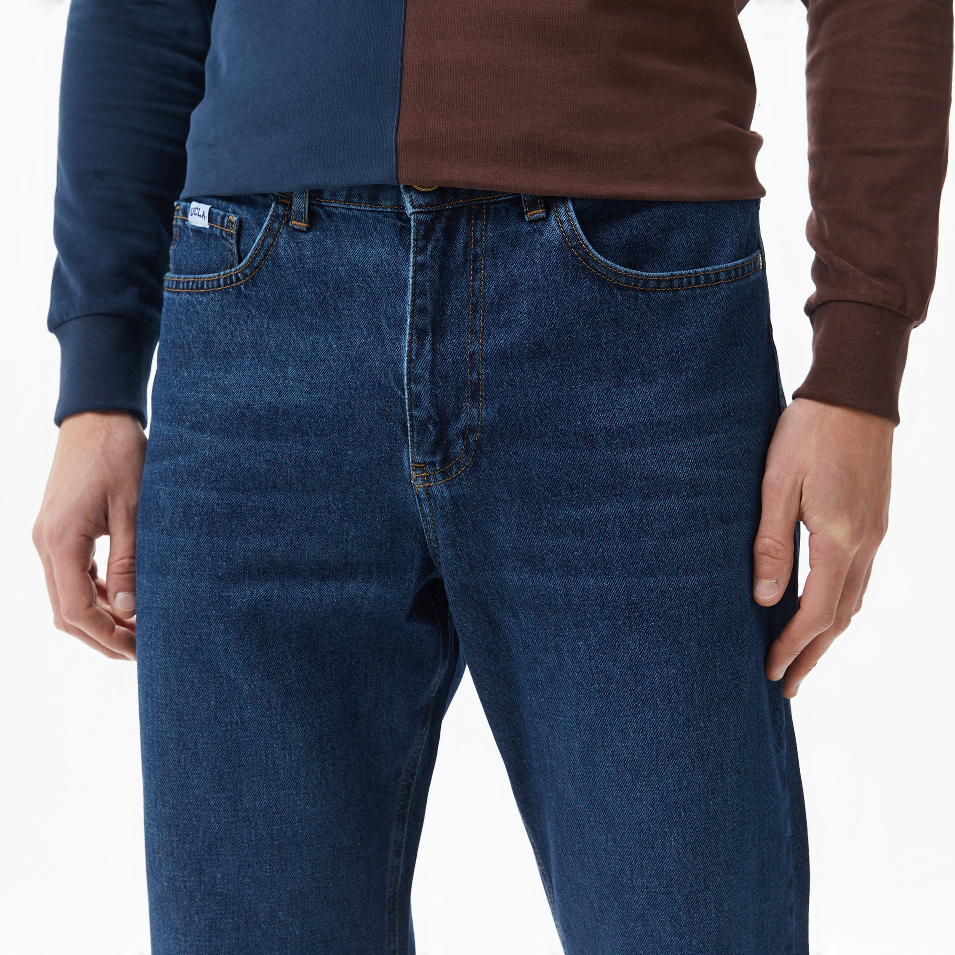 Ucla Benito Nakışlı Erkek Lacivert Denim Pantolon