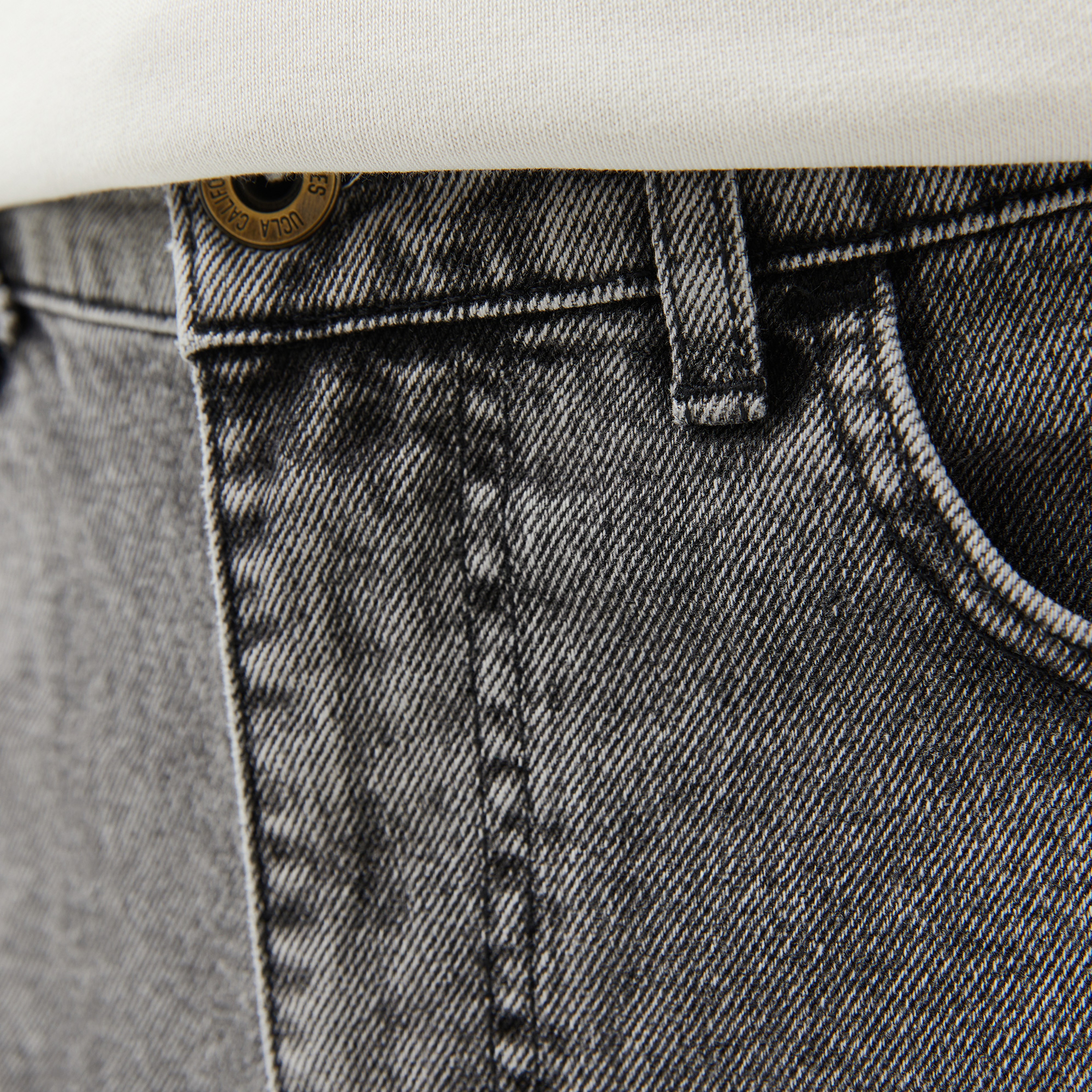 Ucla Benito Nakışlı Erkek Gri Denim Pantolon