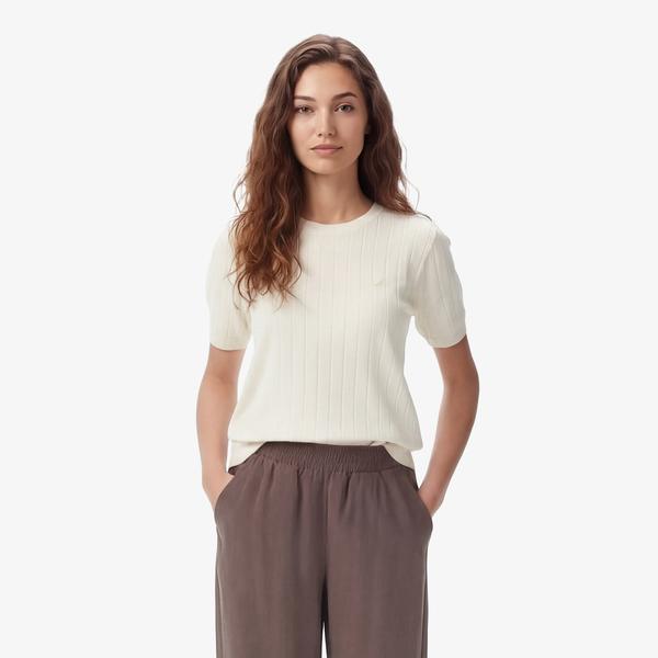 Nautica Kadın Krem Slim Fit Triko