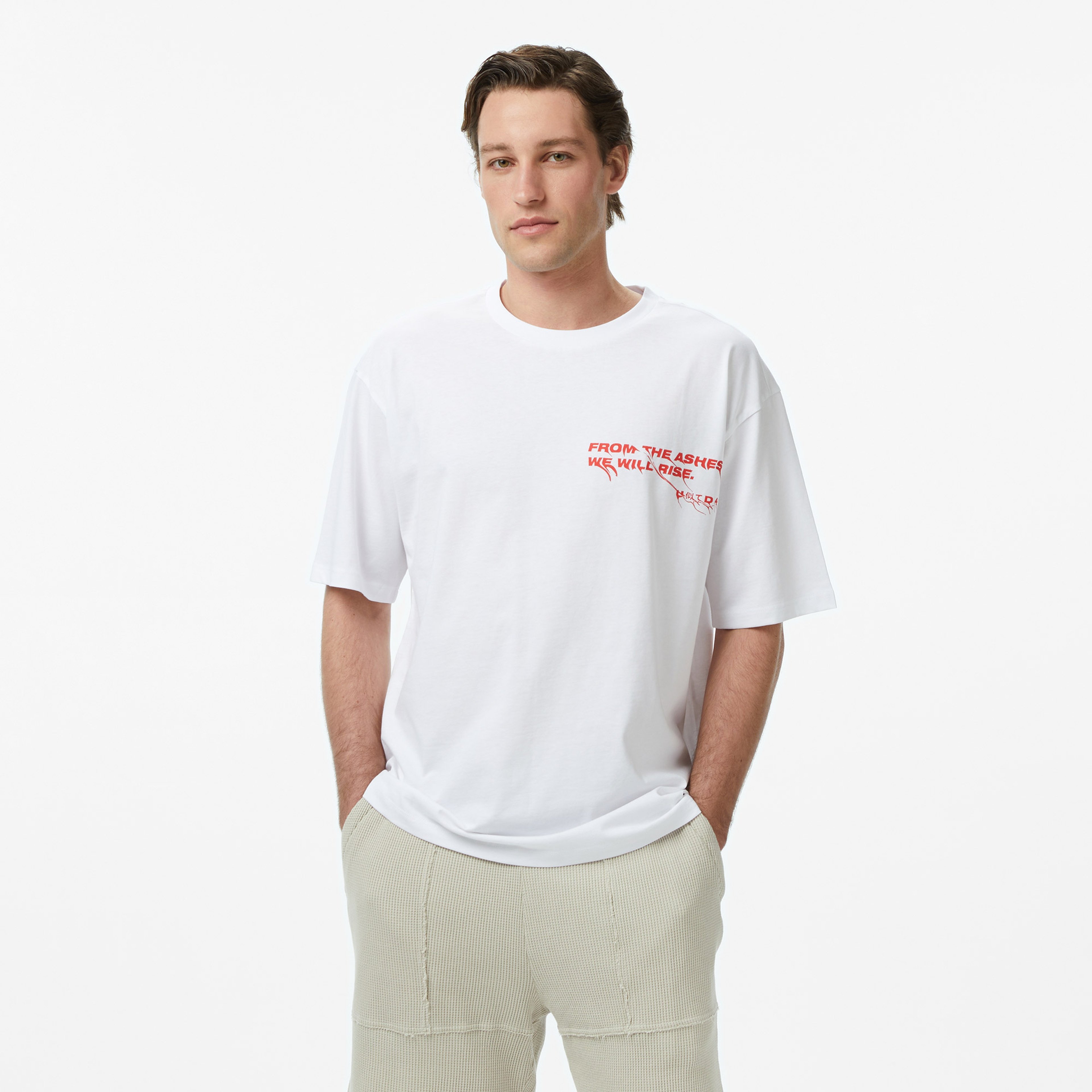 UNITED4 Regular Fit Erkek Beyaz T-Shirt