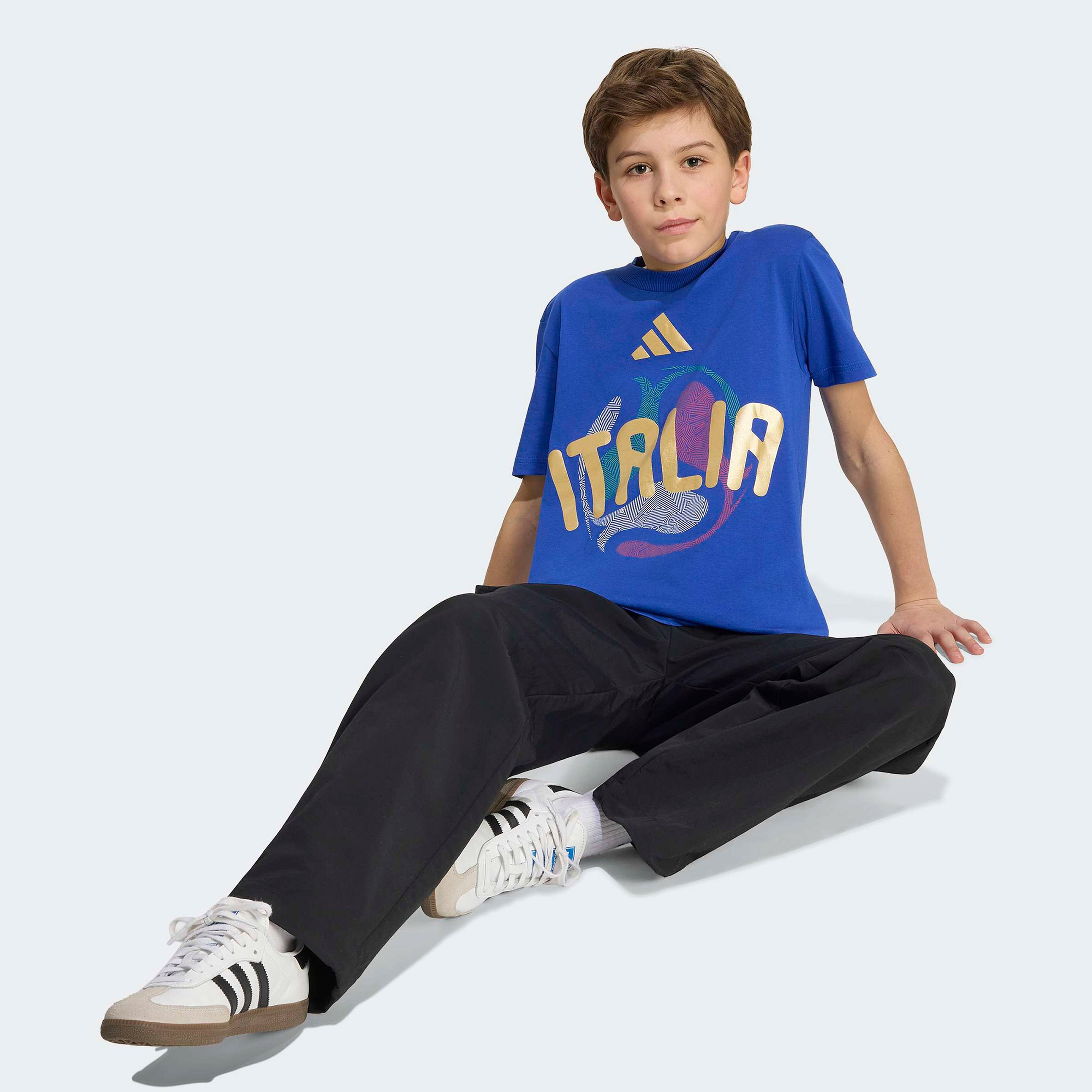 adidas İtalya Milli Takım Çocuk Mavi T-Shirt