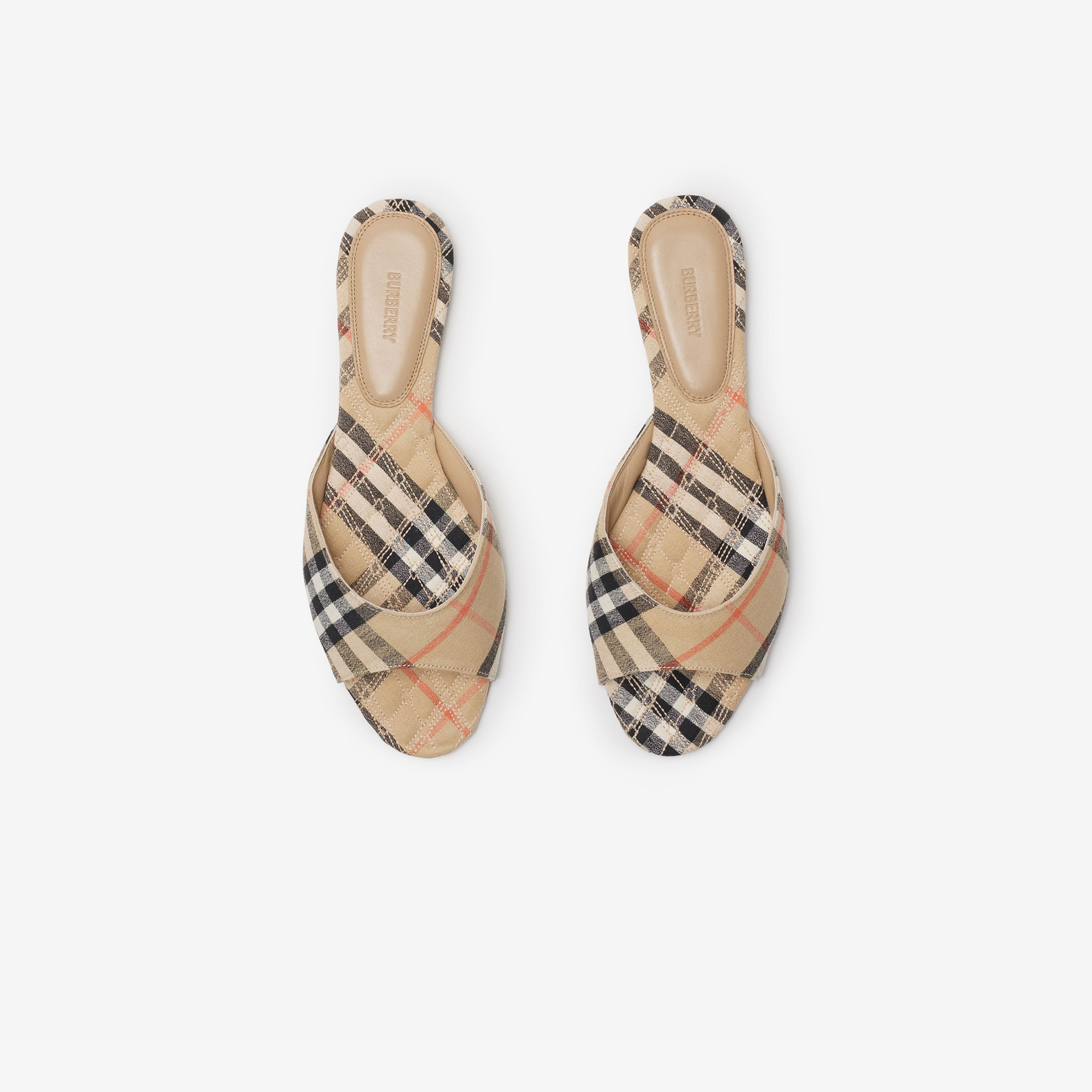 Burberry Mule Linen Blend Mews Slides Kadın Bej Sandalet