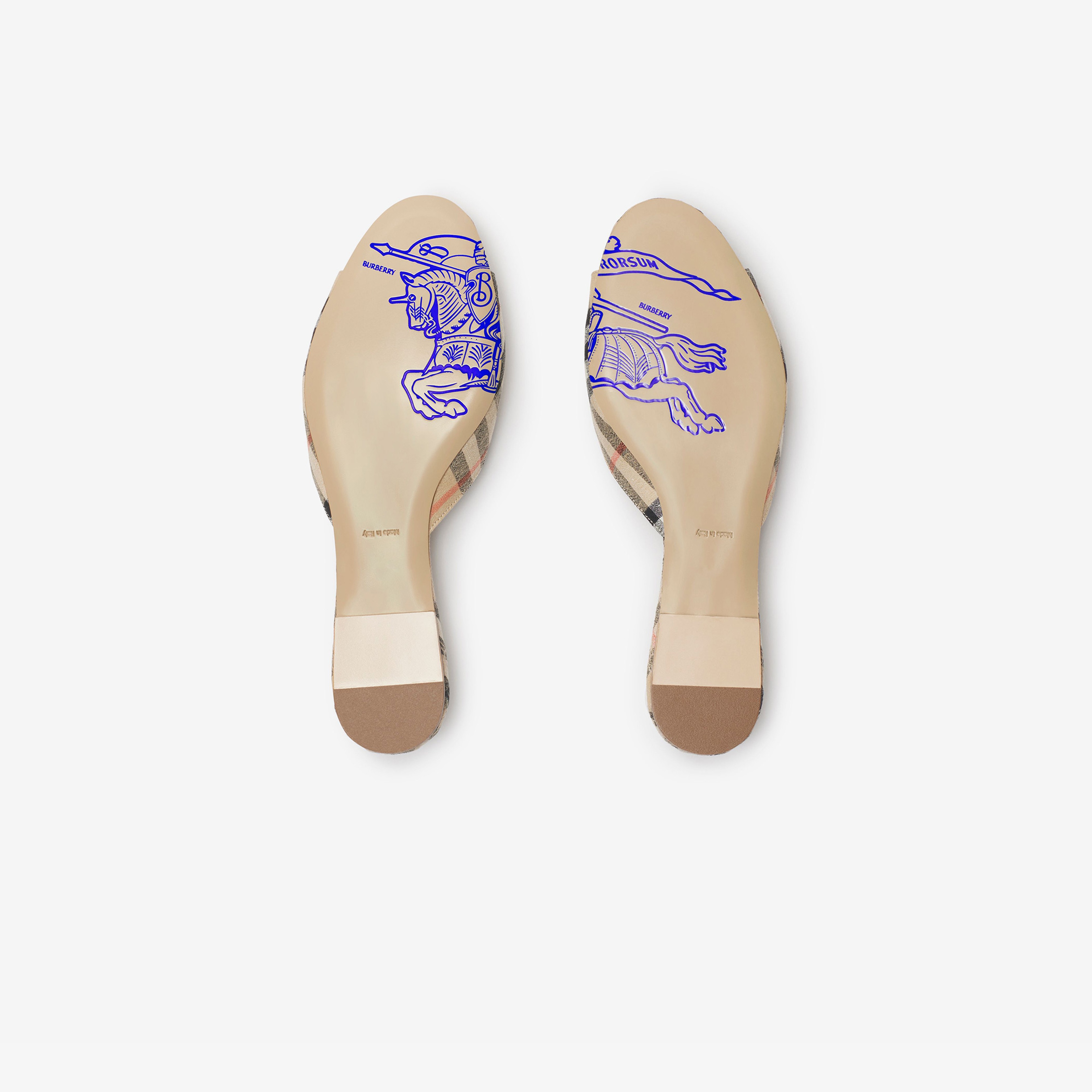 Burberry Mule Linen Blend Mews Slides Kadın Bej Sandalet