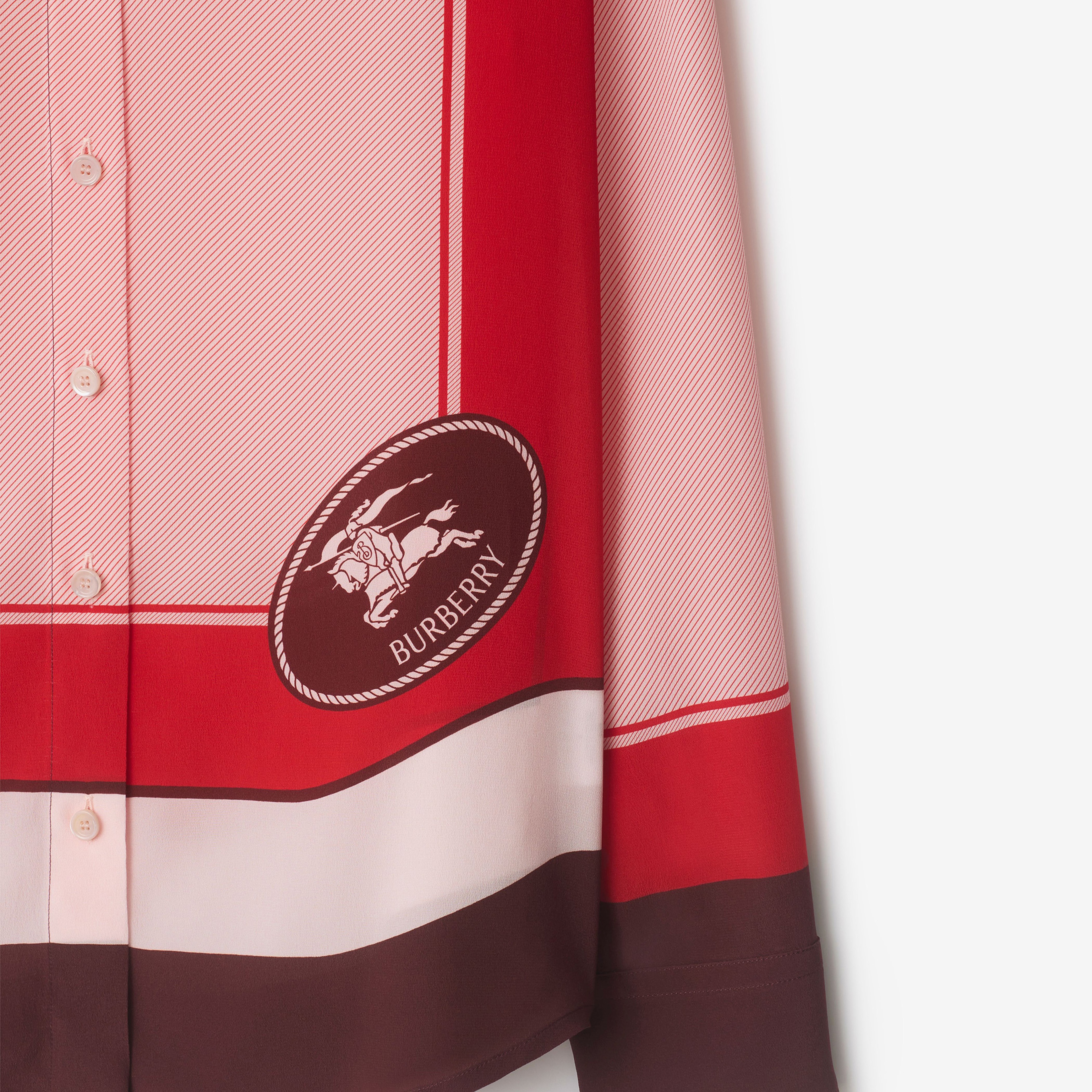 Burberry Regular Fit Knight Stamp Box Silk Kadın Pembe Gömlek