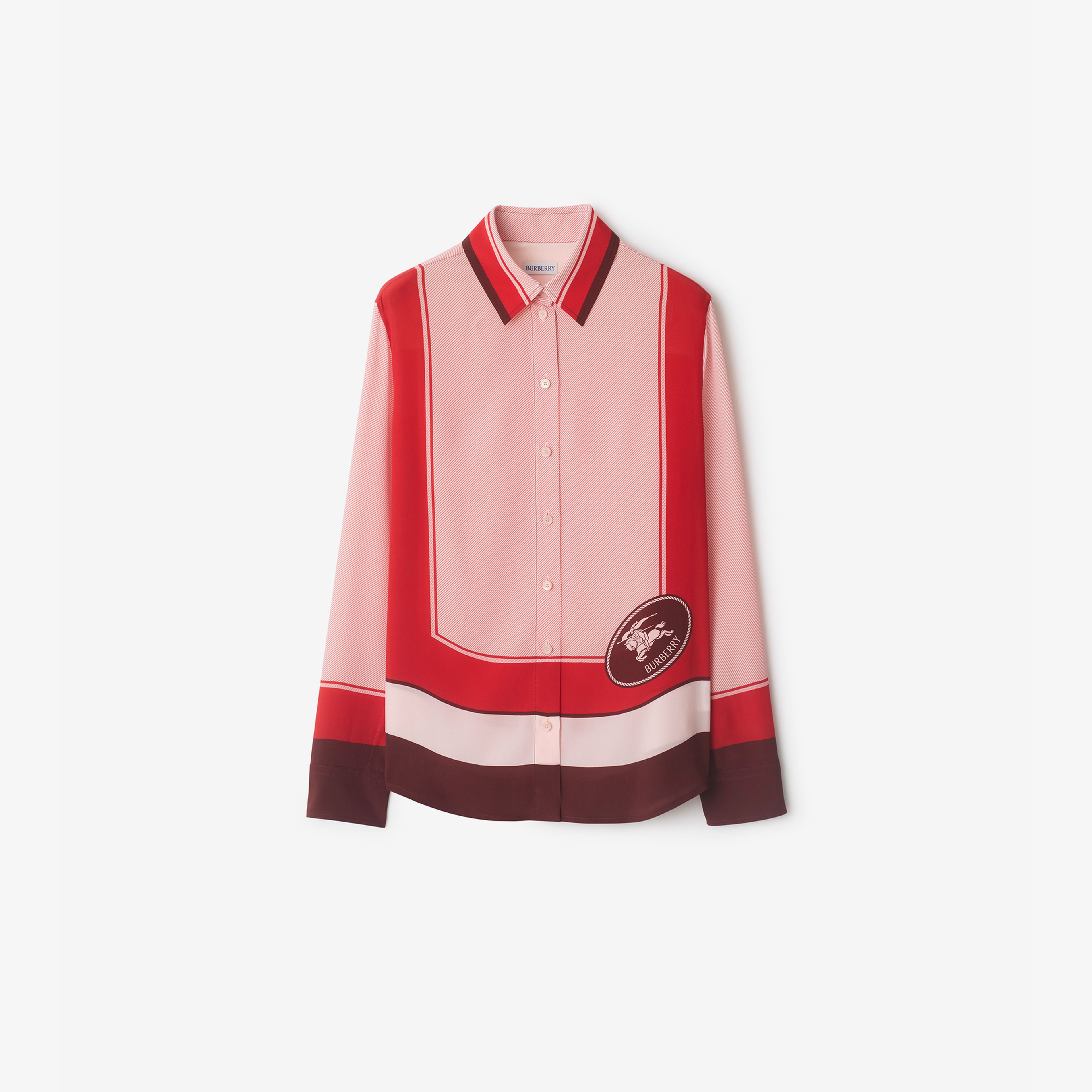 Burberry Regular Fit Knight Stamp Box Silk Kadın Pembe Gömlek