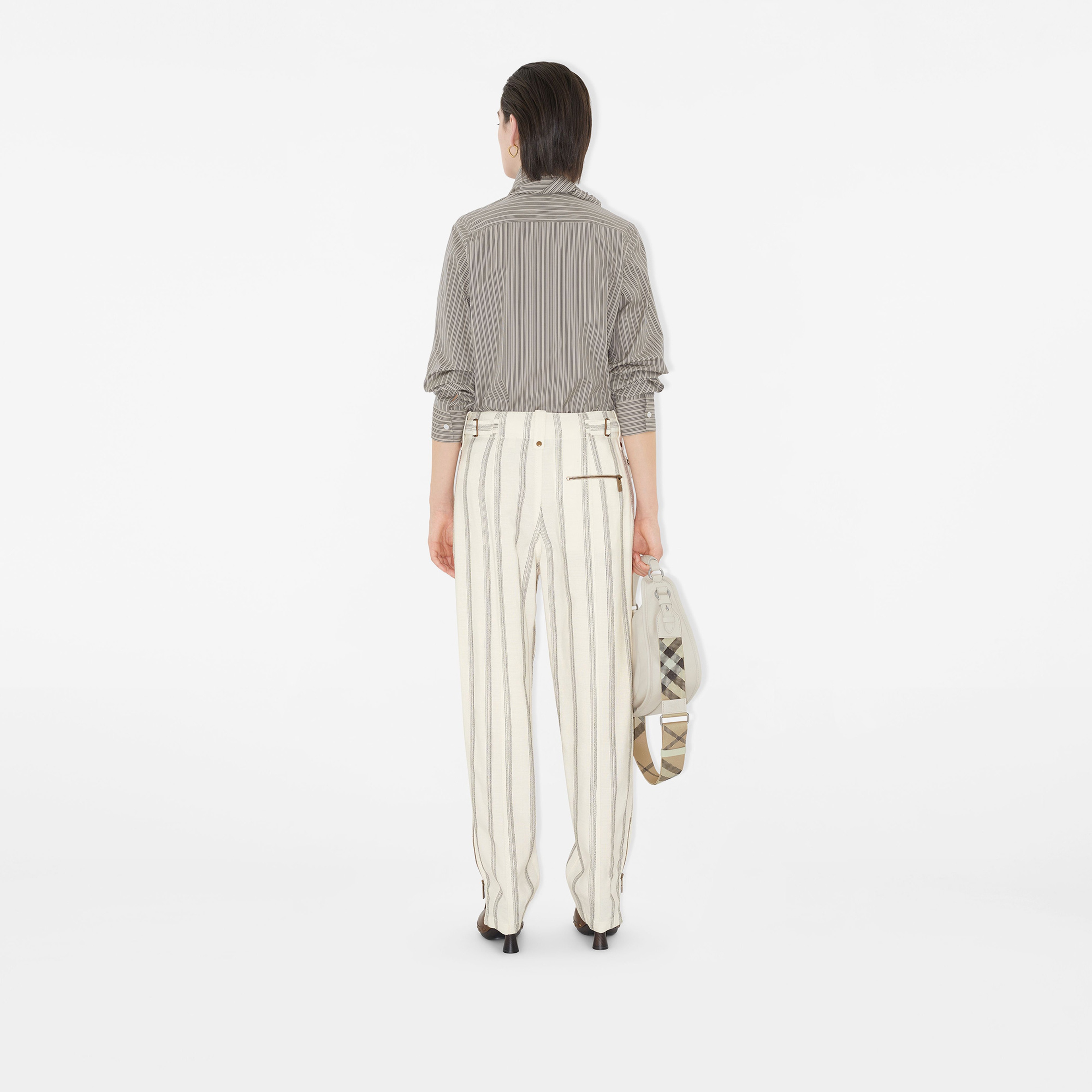 Burberry Sip Striped Cotton Kadın Mor Gömlek