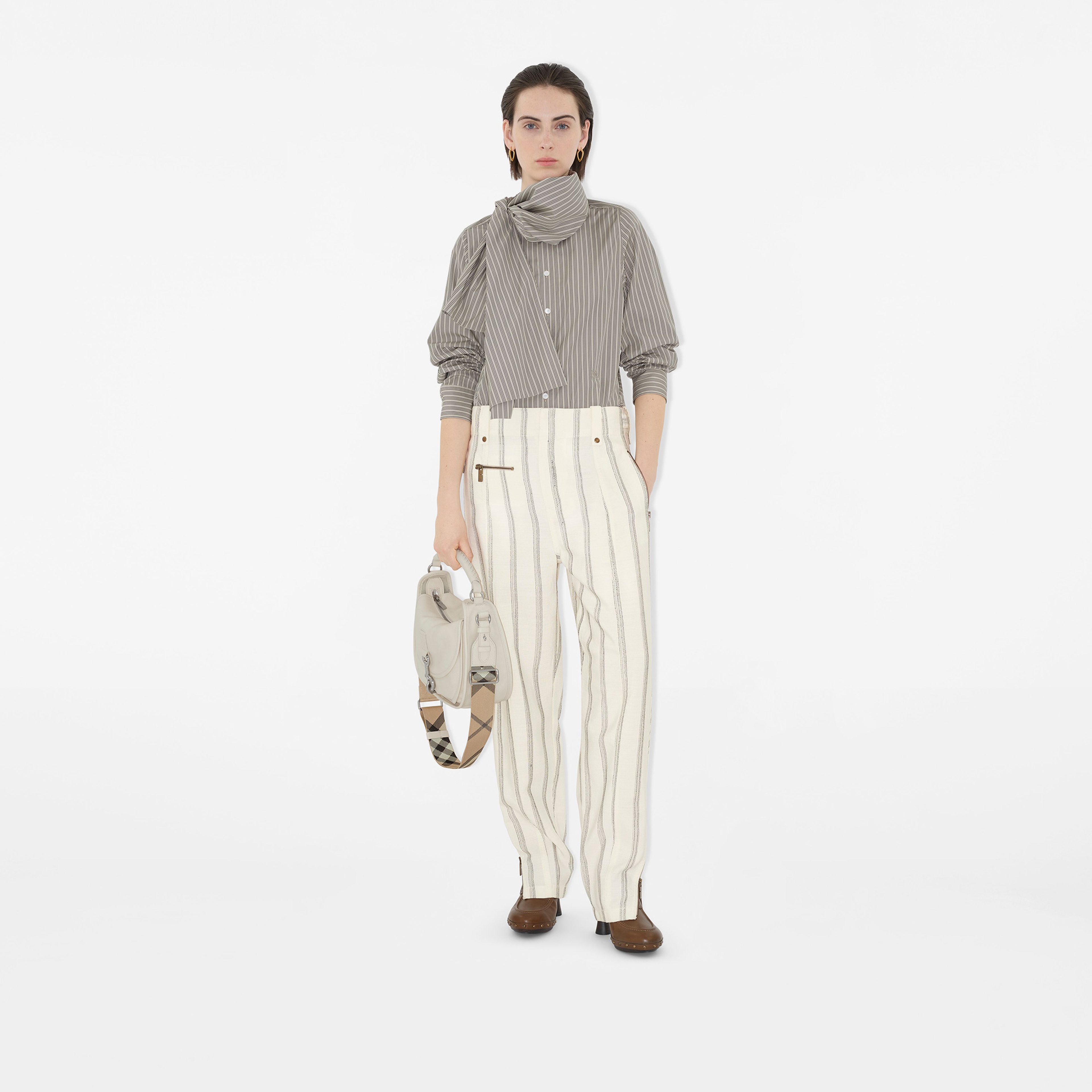 Burberry Sip Striped Cotton Kadın Mor Gömlek
