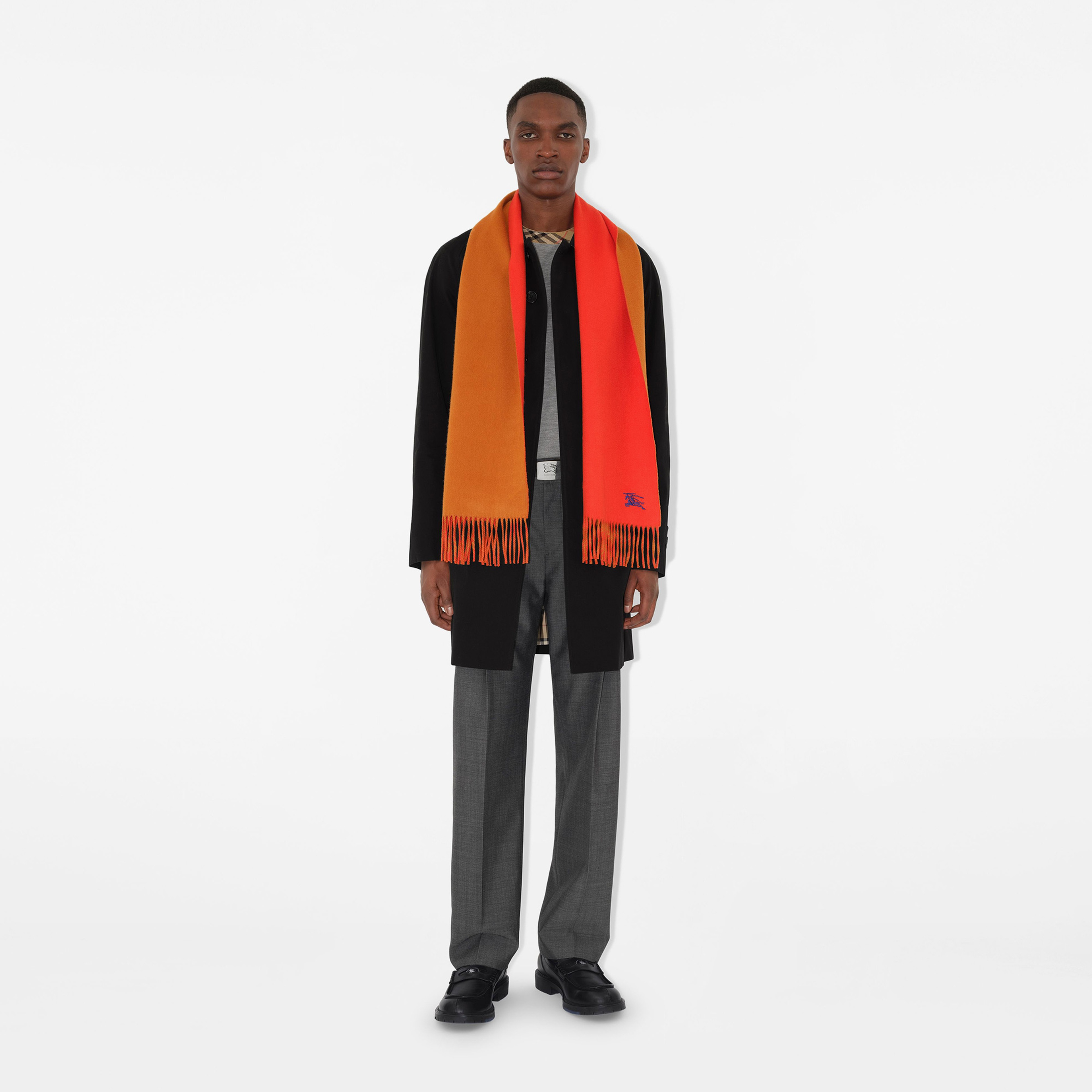 Burberry Knight Solid Reversible Cashmere Kadın Turuncu Atkı