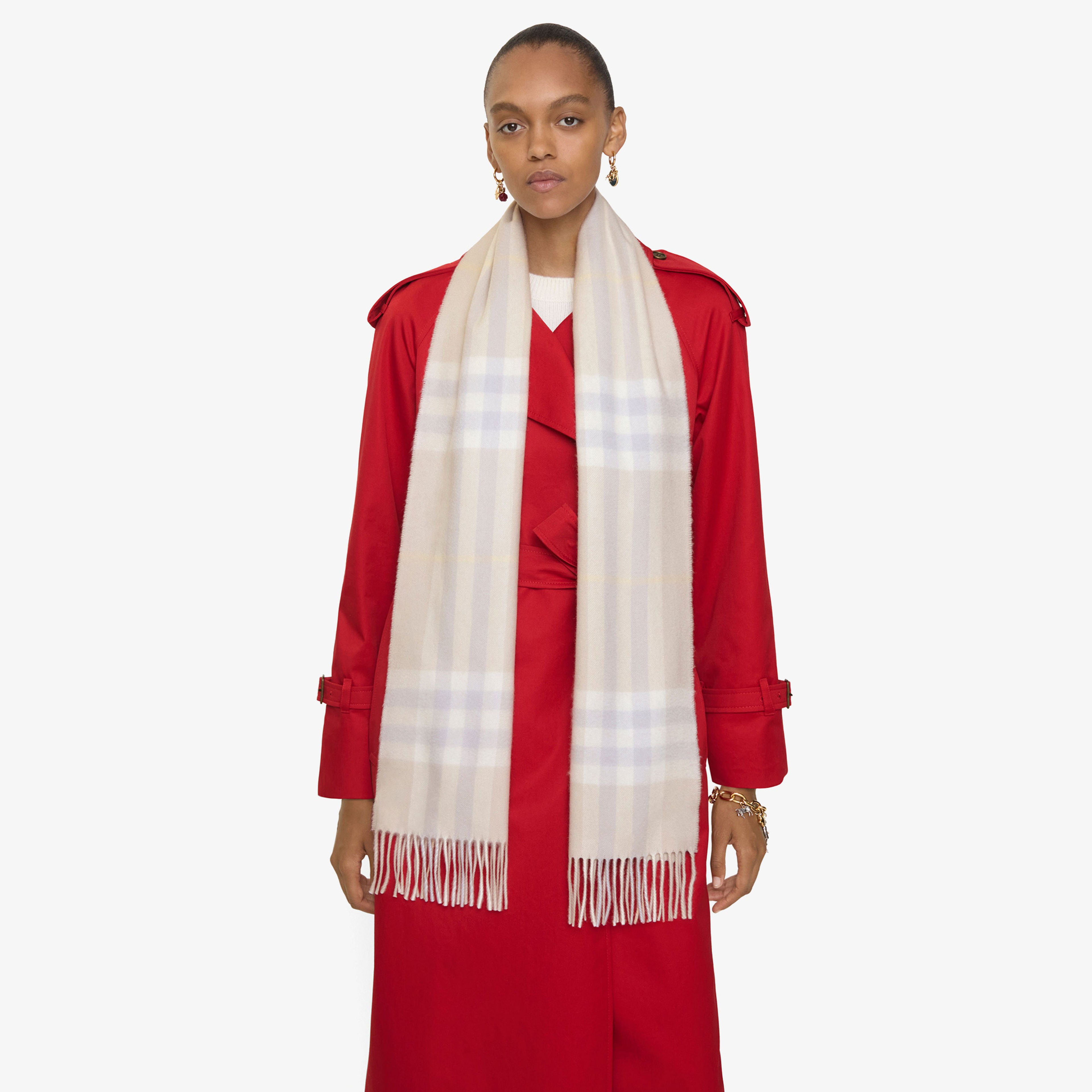 Burberry Giant Check Cashmere Kadın Gri Atkı