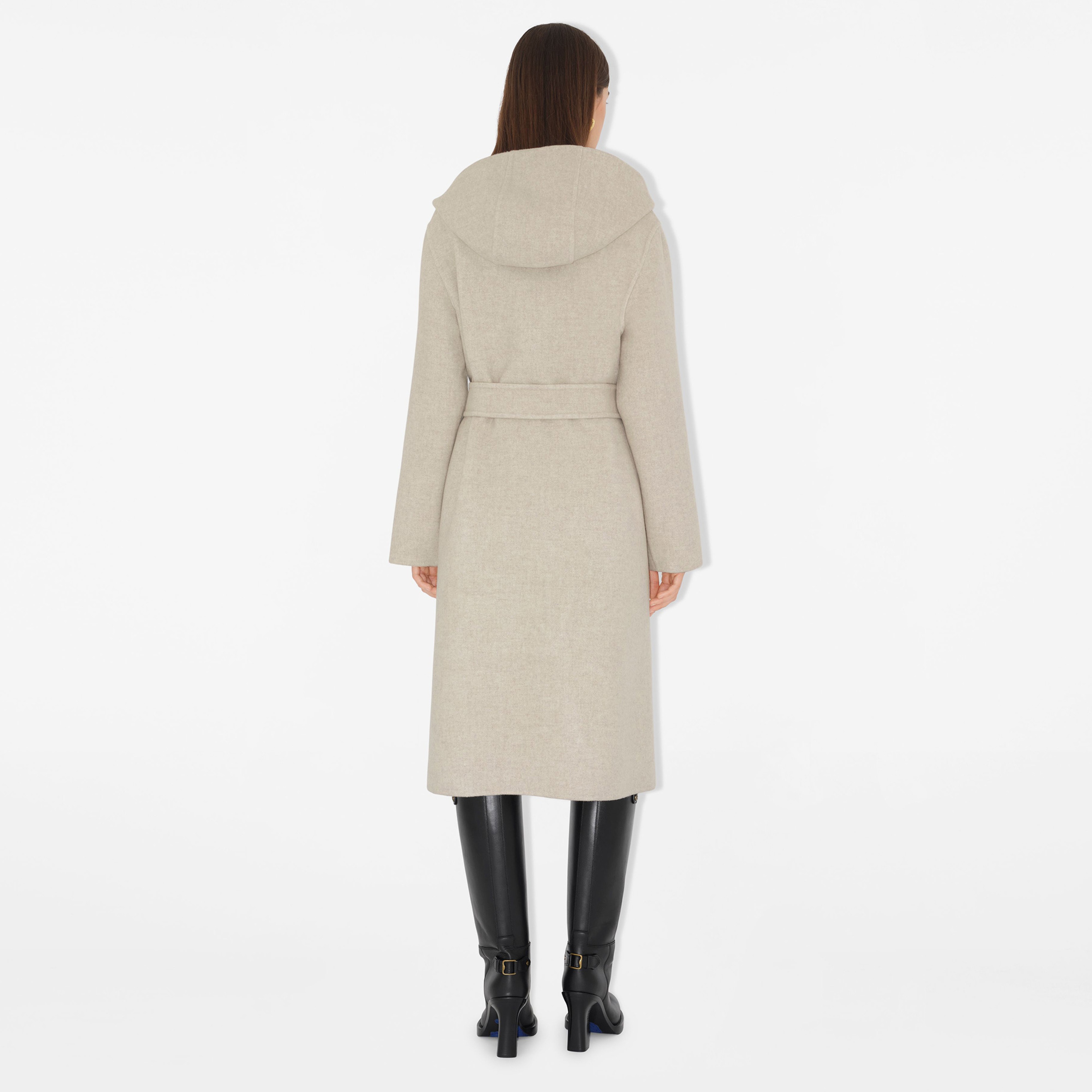 Burberry Cashmere Hooded Kadın Krem Palto