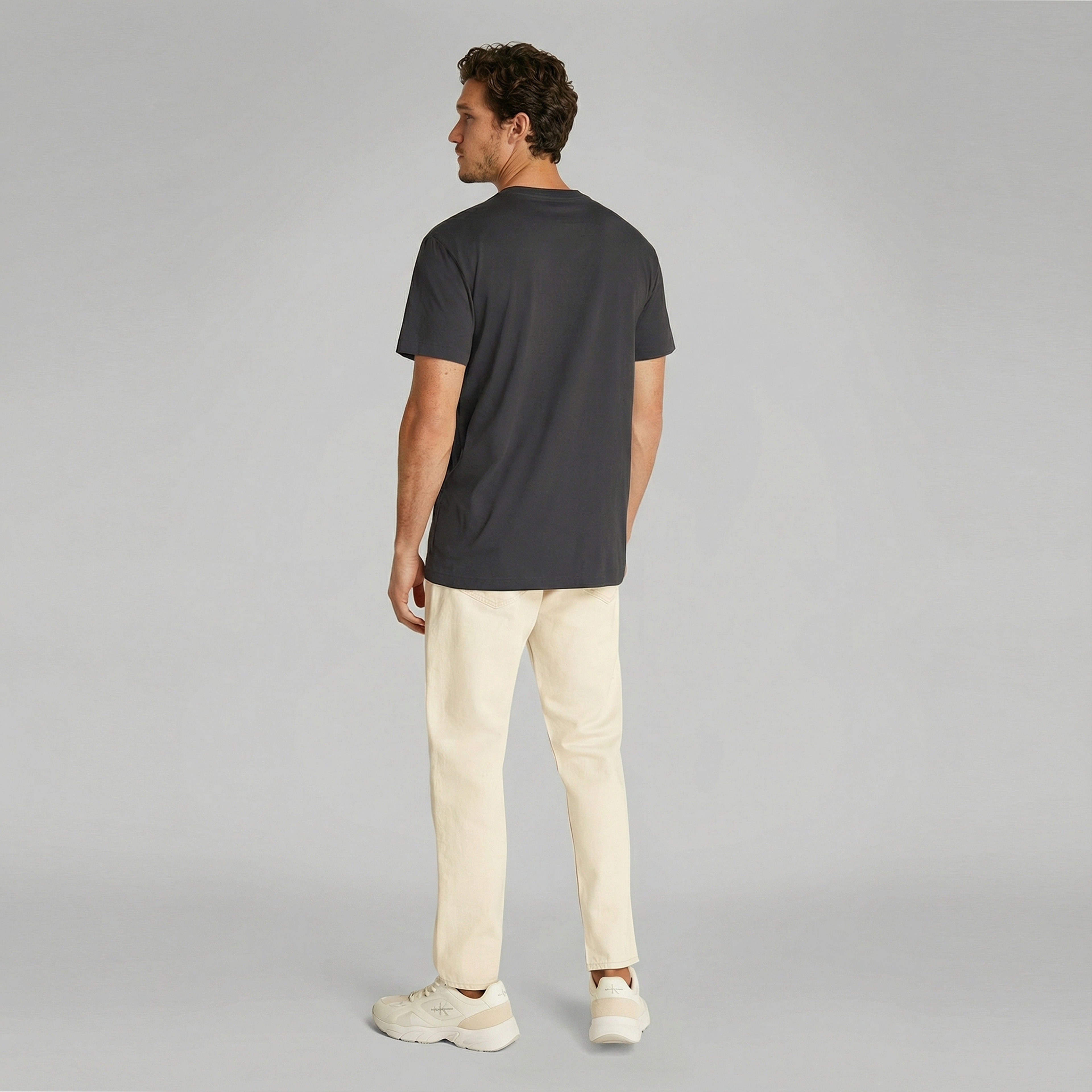 Calvin Klein Label Print Erkek Siyah T-Shirt