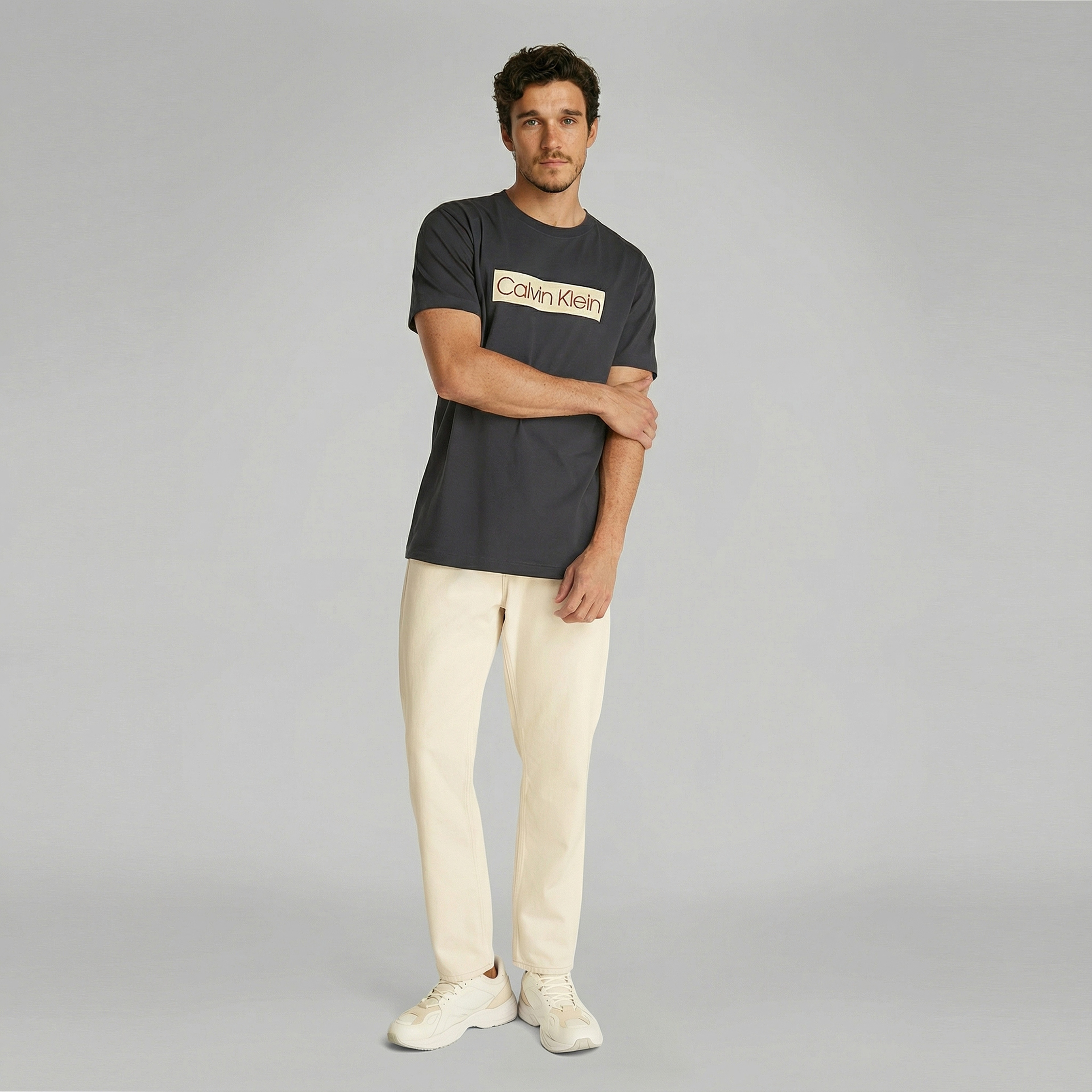 Calvin Klein Label Print Erkek Siyah T-Shirt