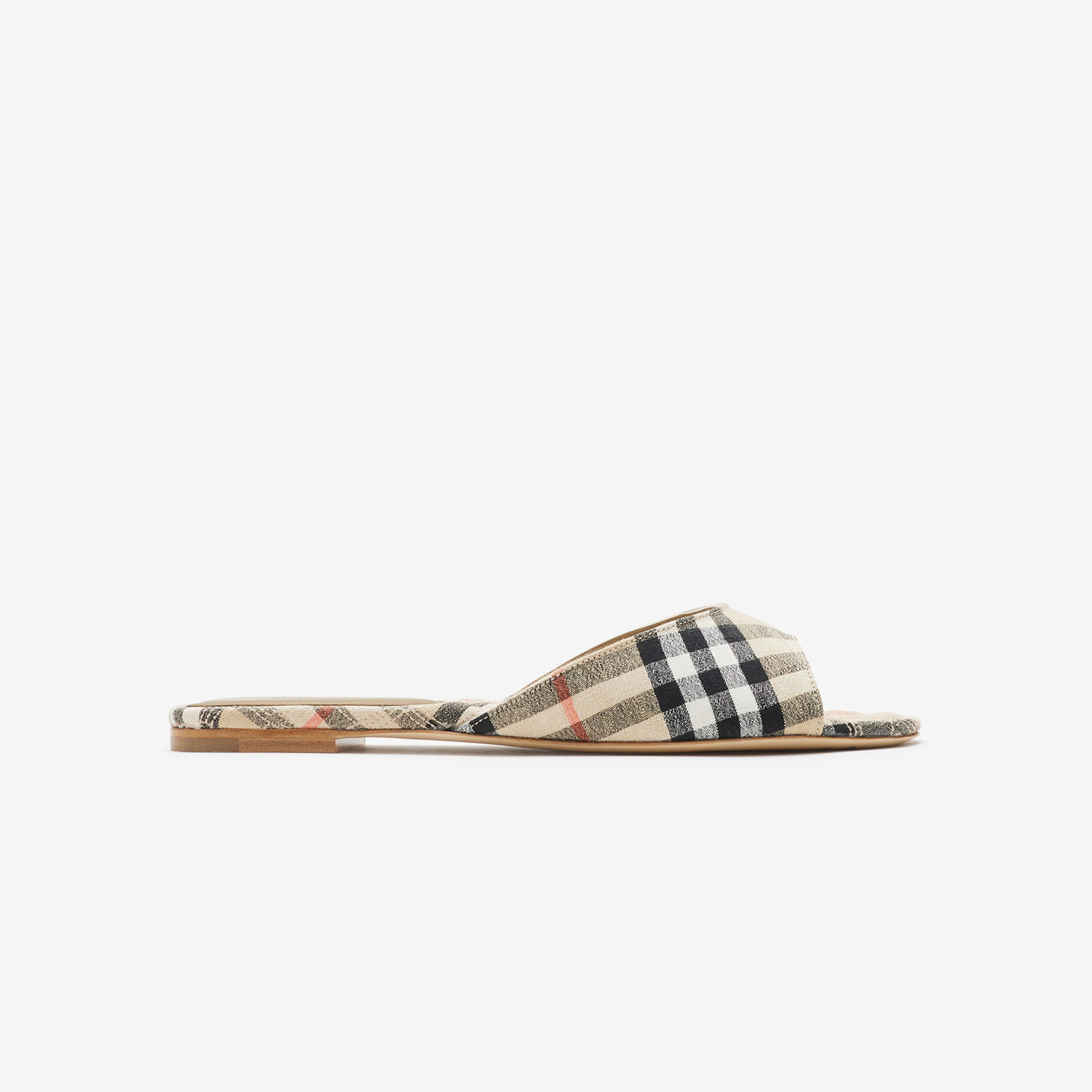 Burberry Mule Linen Blend Mews Slides Kadın Bej Sandalet