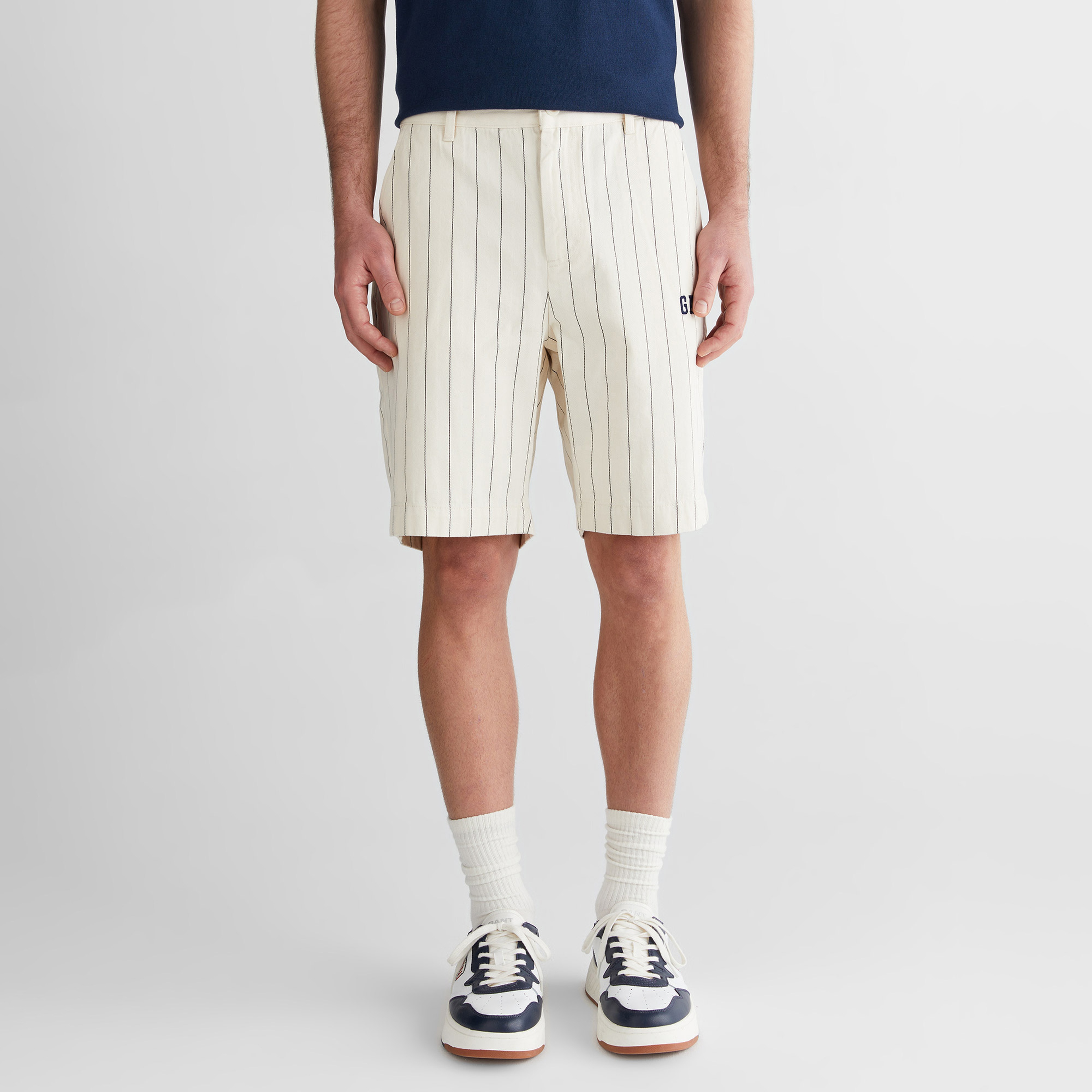 GANT Erkek Krem Regular Fit Çizgili Şort