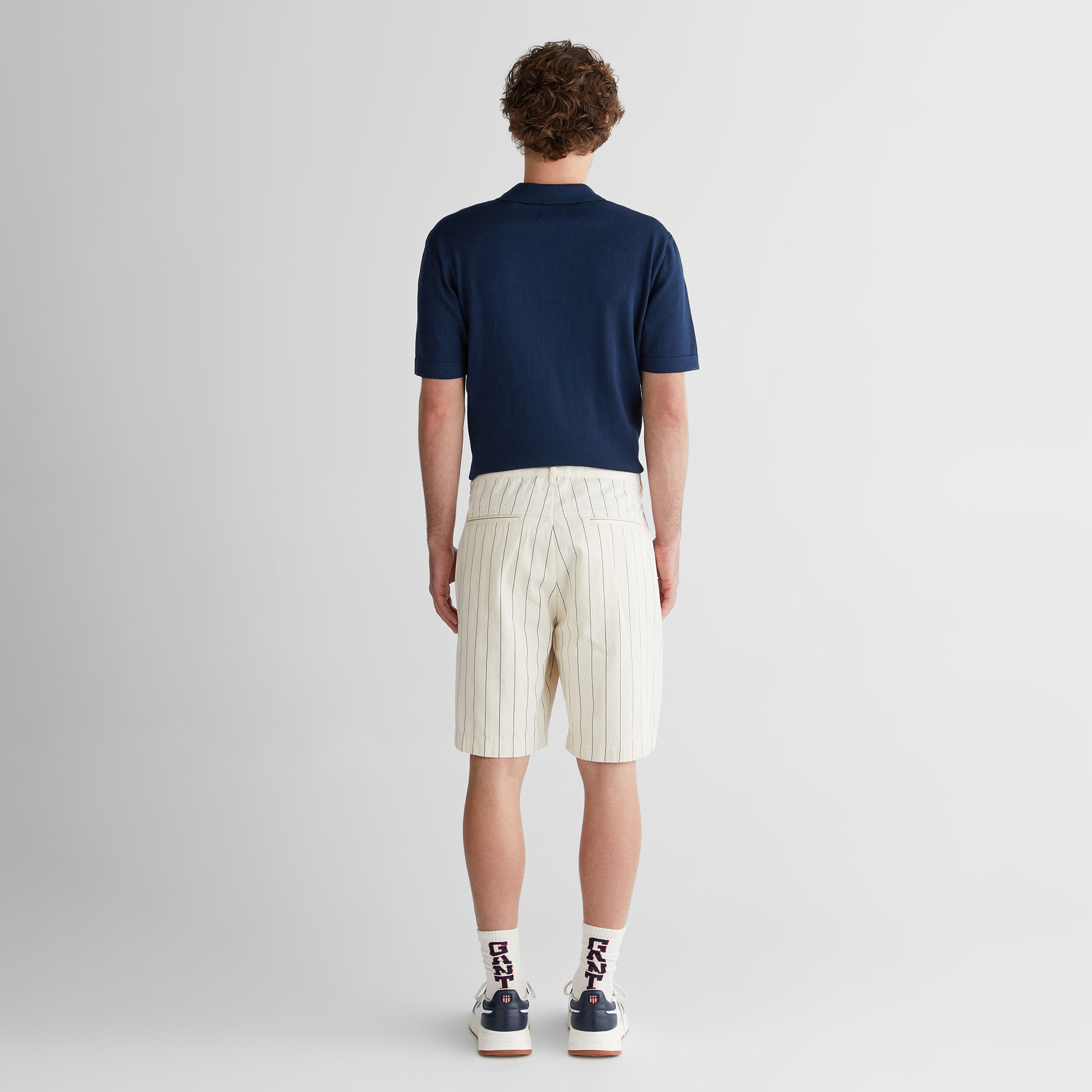 GANT Erkek Krem Regular Fit Çizgili Şort