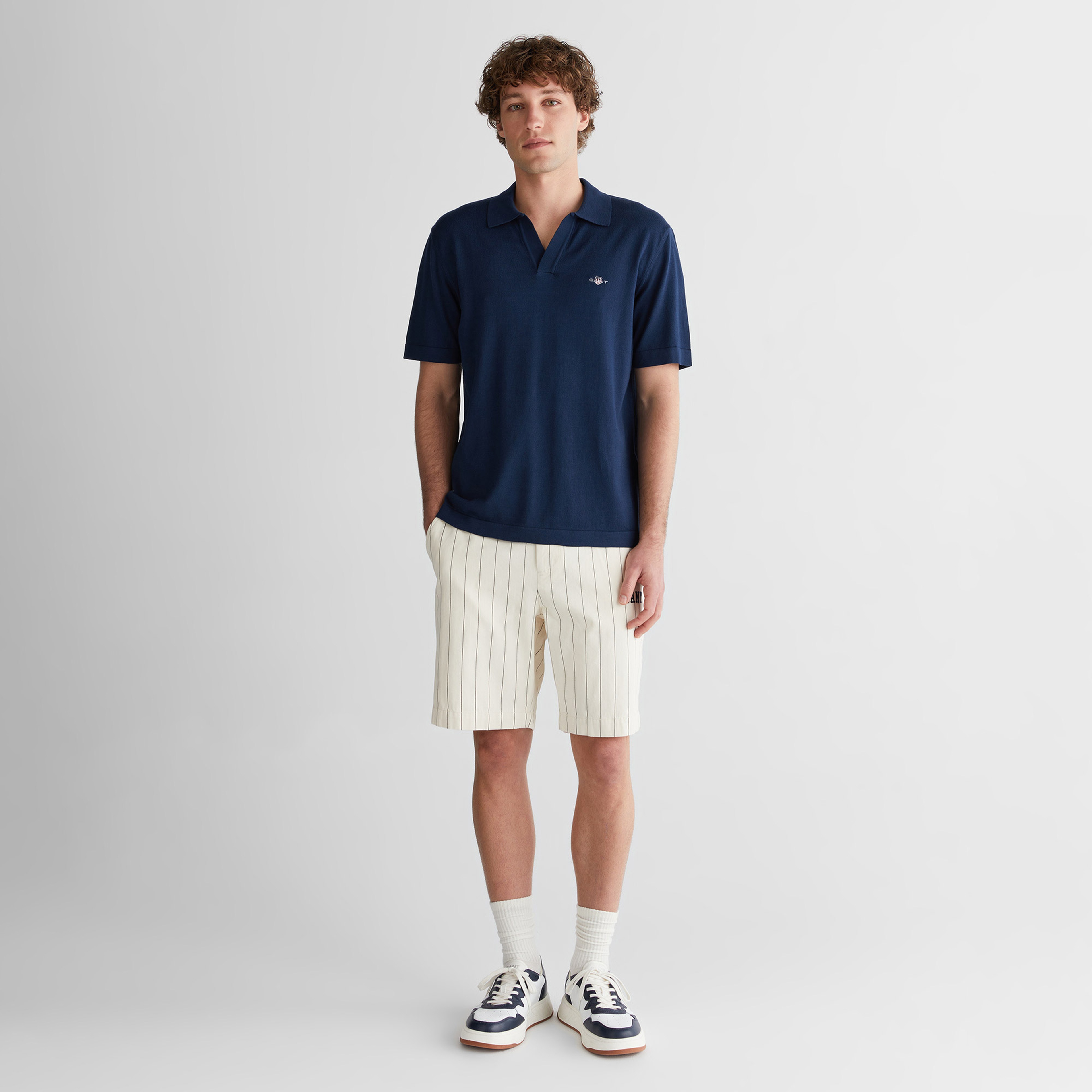 GANT Erkek Krem Regular Fit Çizgili Şort