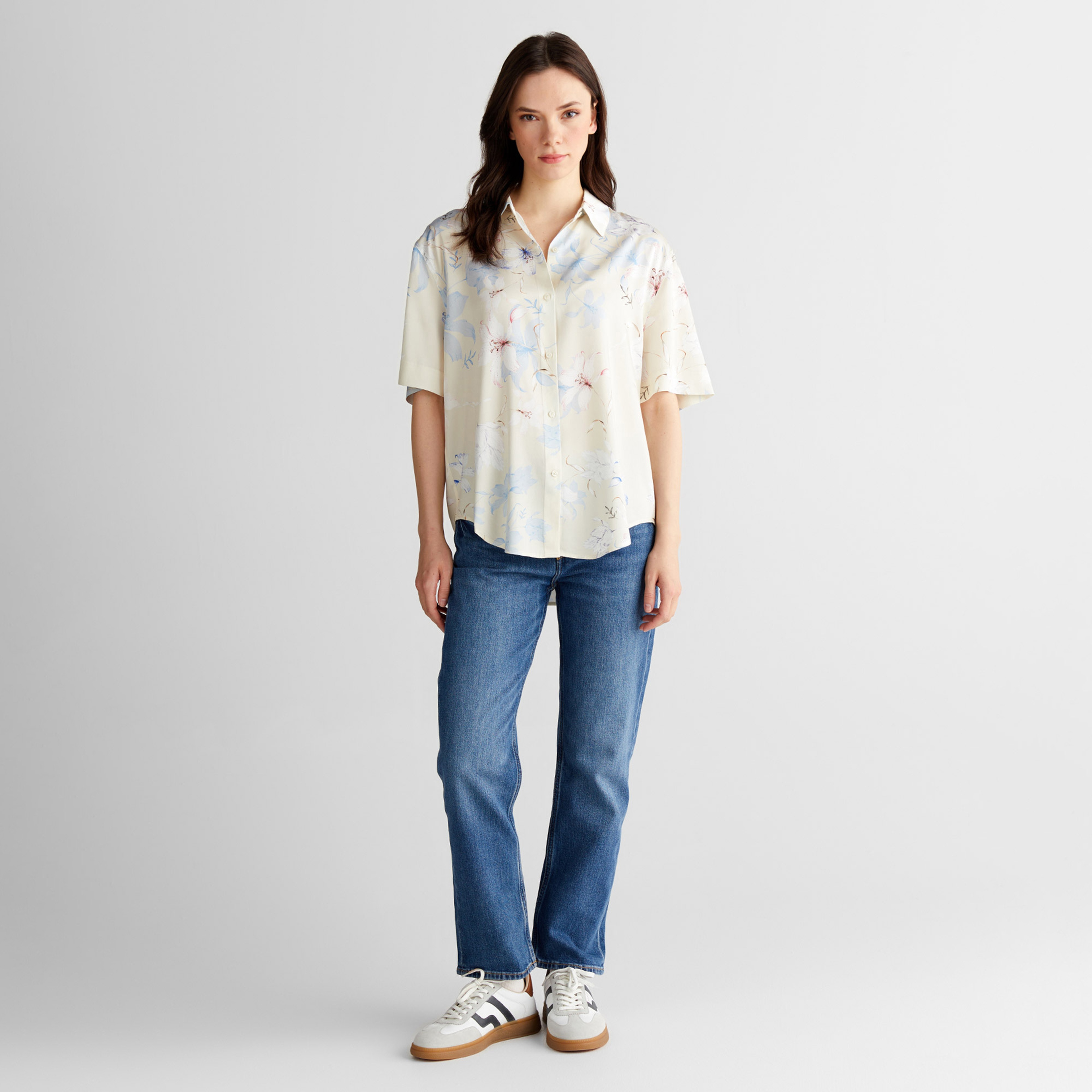 GANT Kadın Pembe Relaxed Fit Klasik Yaka Desenli Gömlek