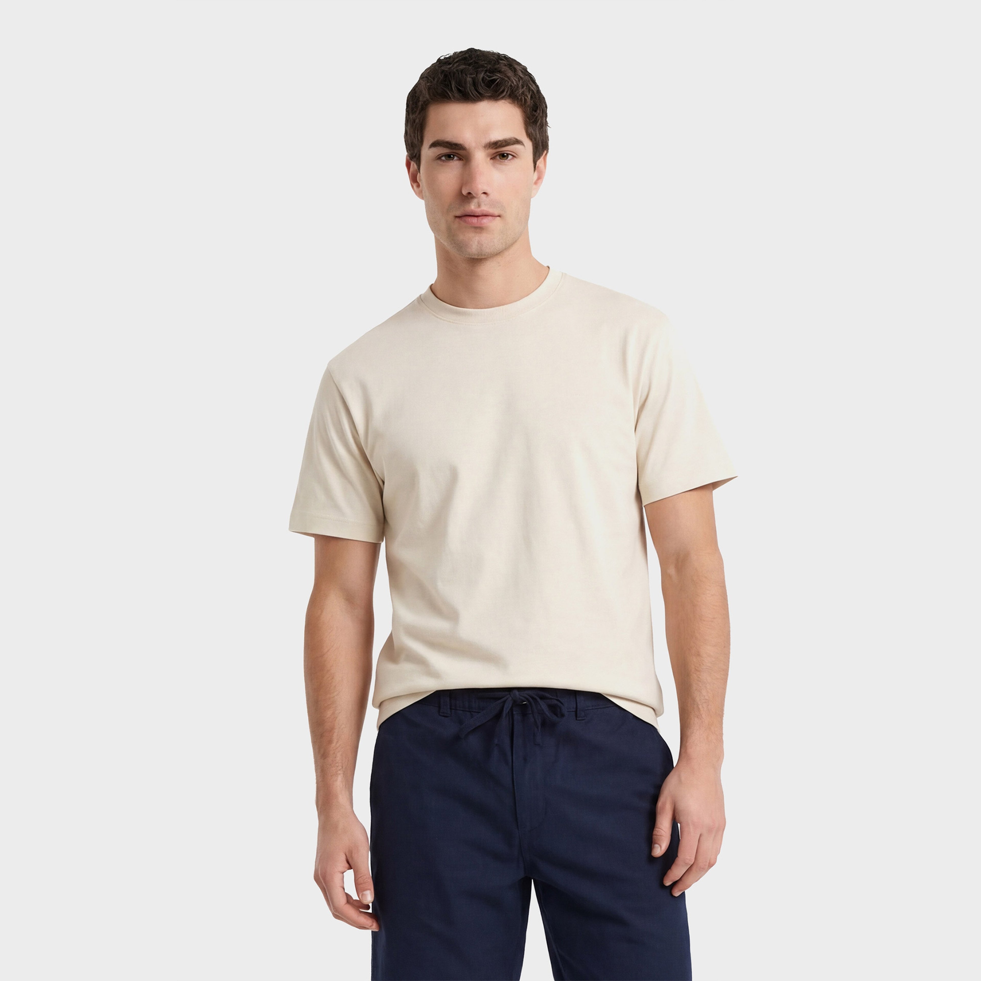 GANT Erkek Krem Bisiklet Yaka Regular Fit T-Shirt