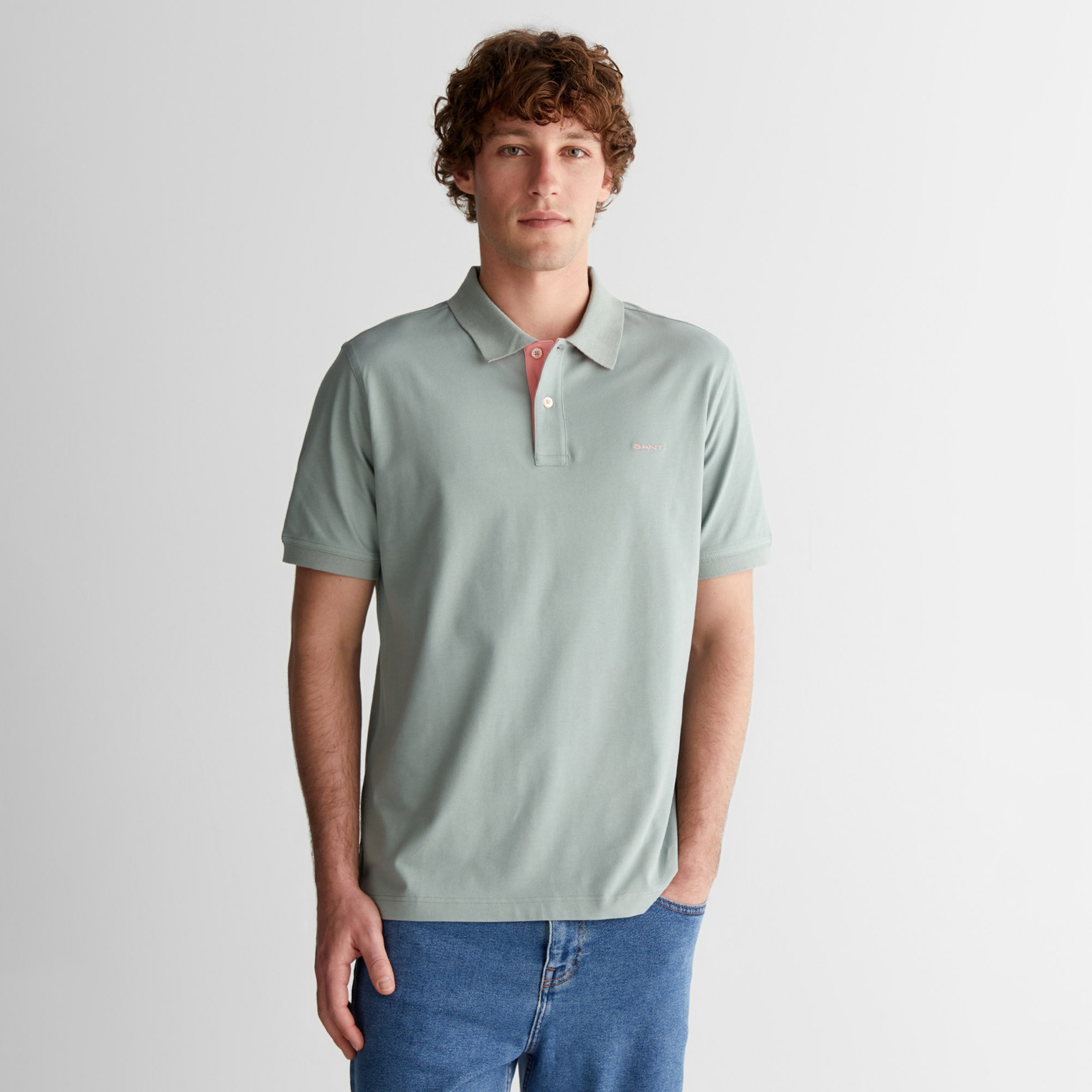 GANT Erkek Yeşil Regular Fit Polo Yaka T-Shirt