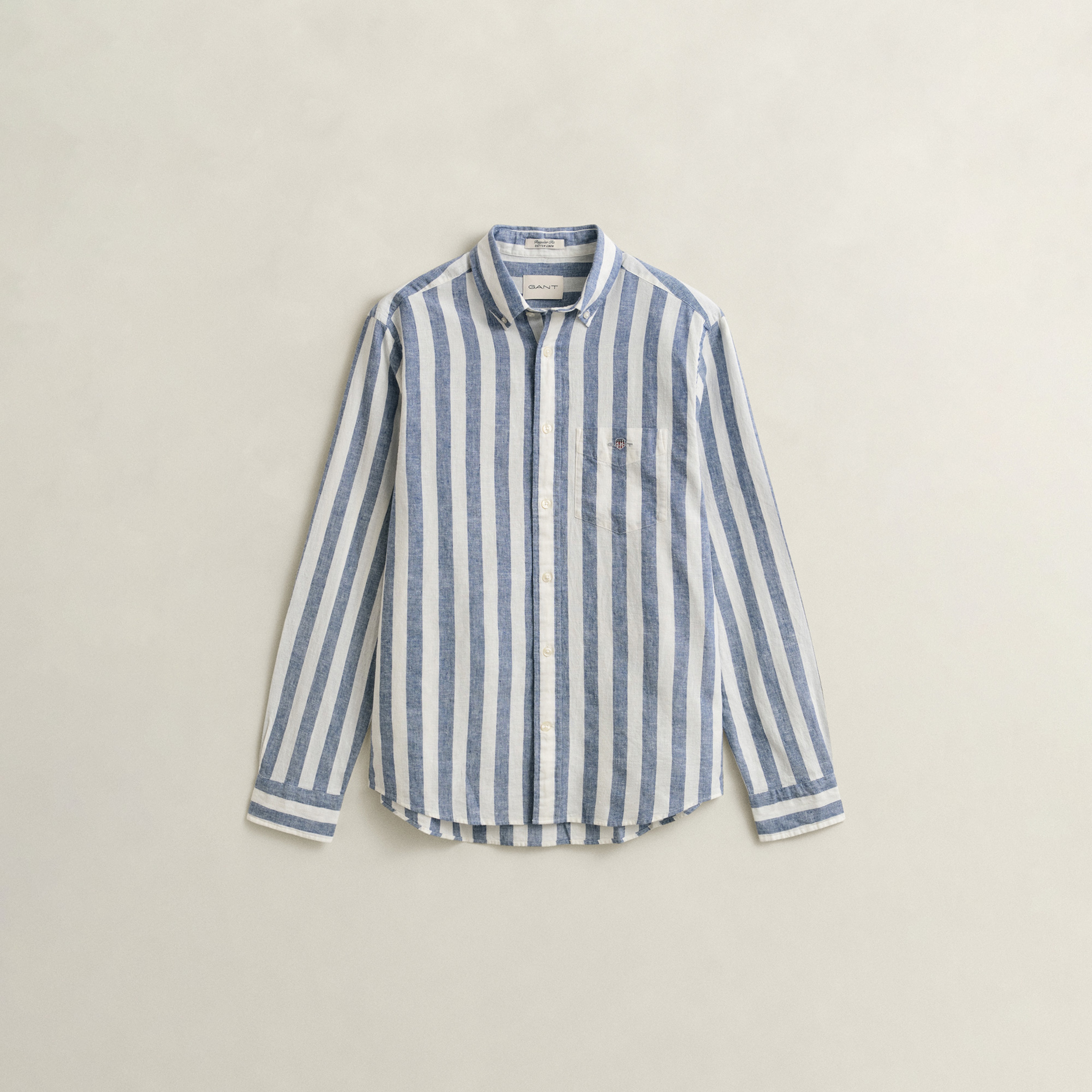 GANT Erkek Mavi Regular Fit Çizgili Logolu Gömlek