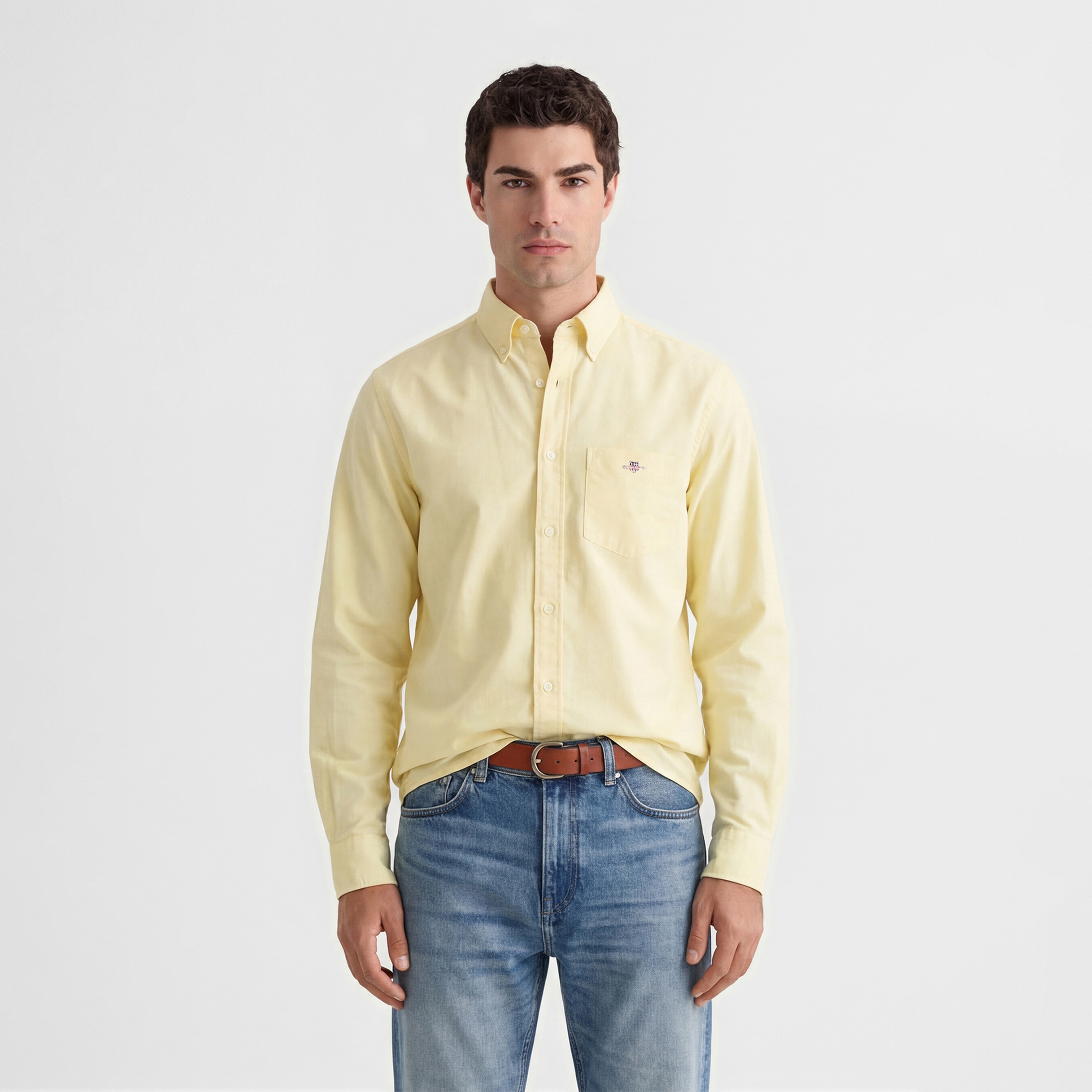 GANT Erkek Sarı Regular Fit Logolu Gömlek