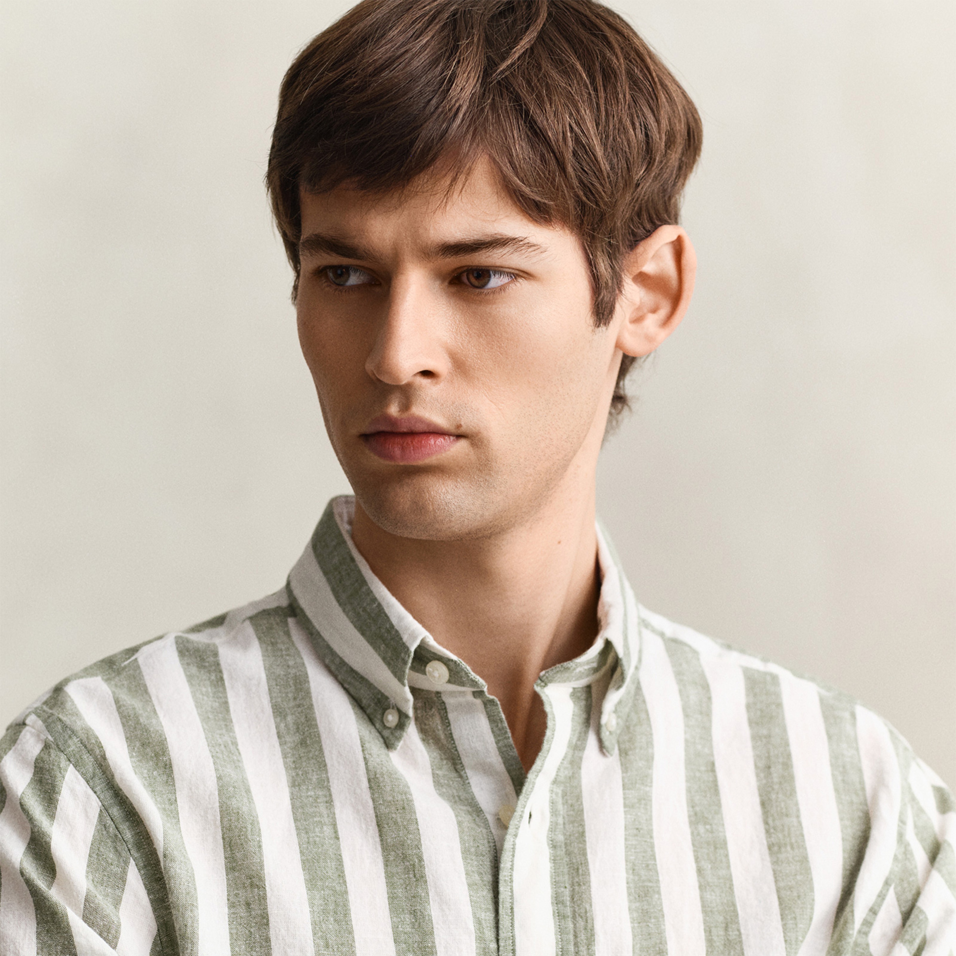 GANT Erkek Yeşil Regular Fit Çizgili Logolu Gömlek