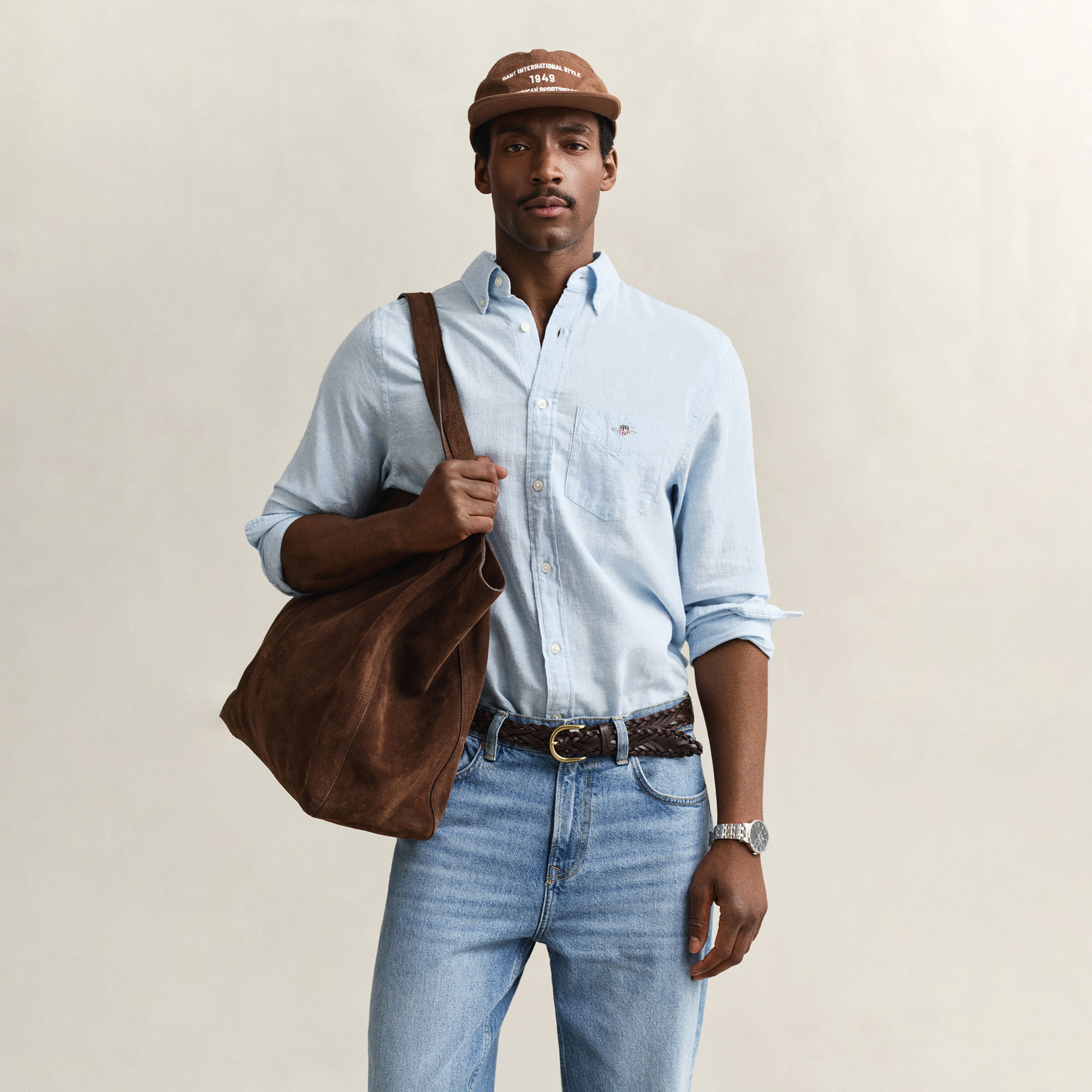 GANT Erkek Mavi Regular Fit Logolu Gömlek