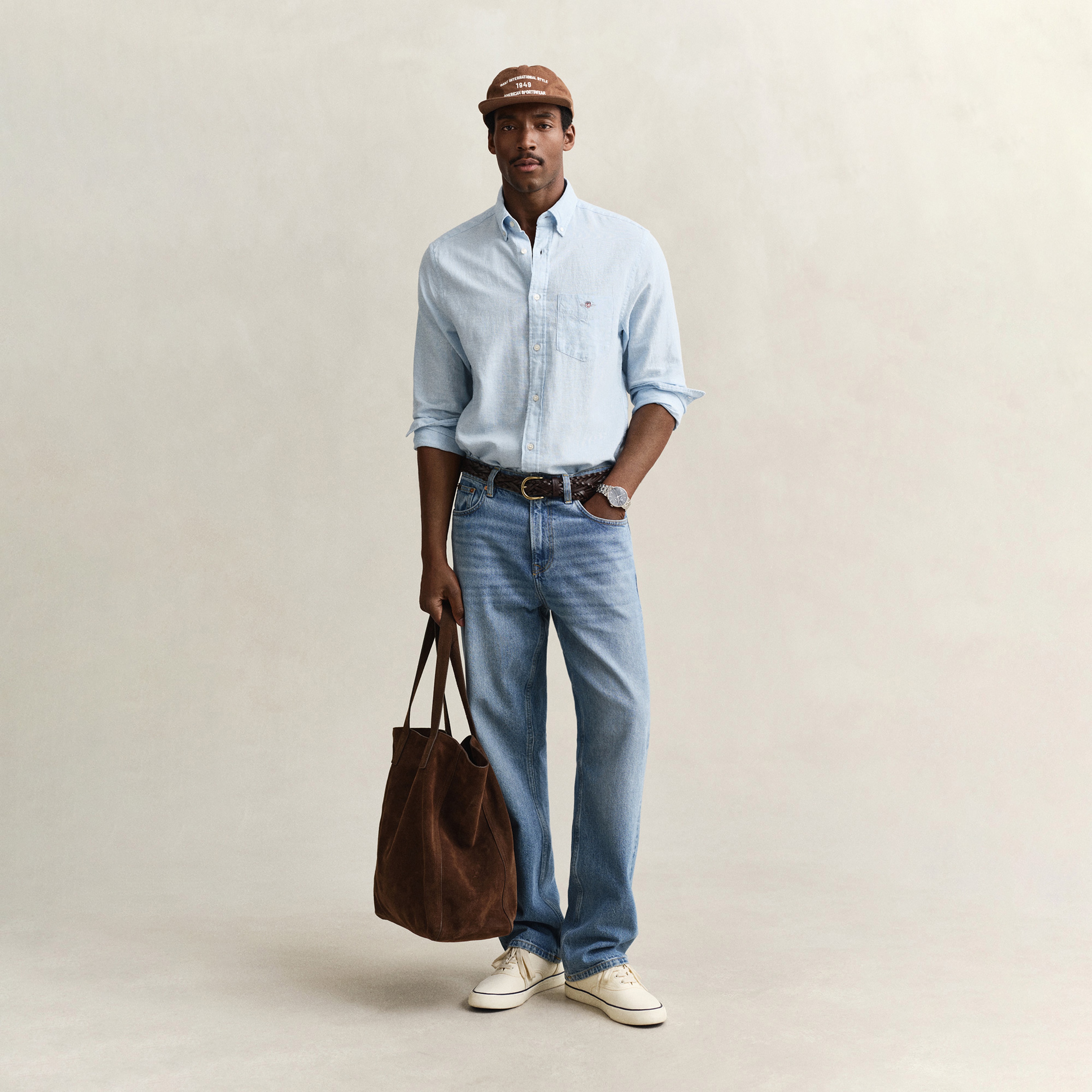 GANT Erkek Mavi Regular Fit Logolu Gömlek