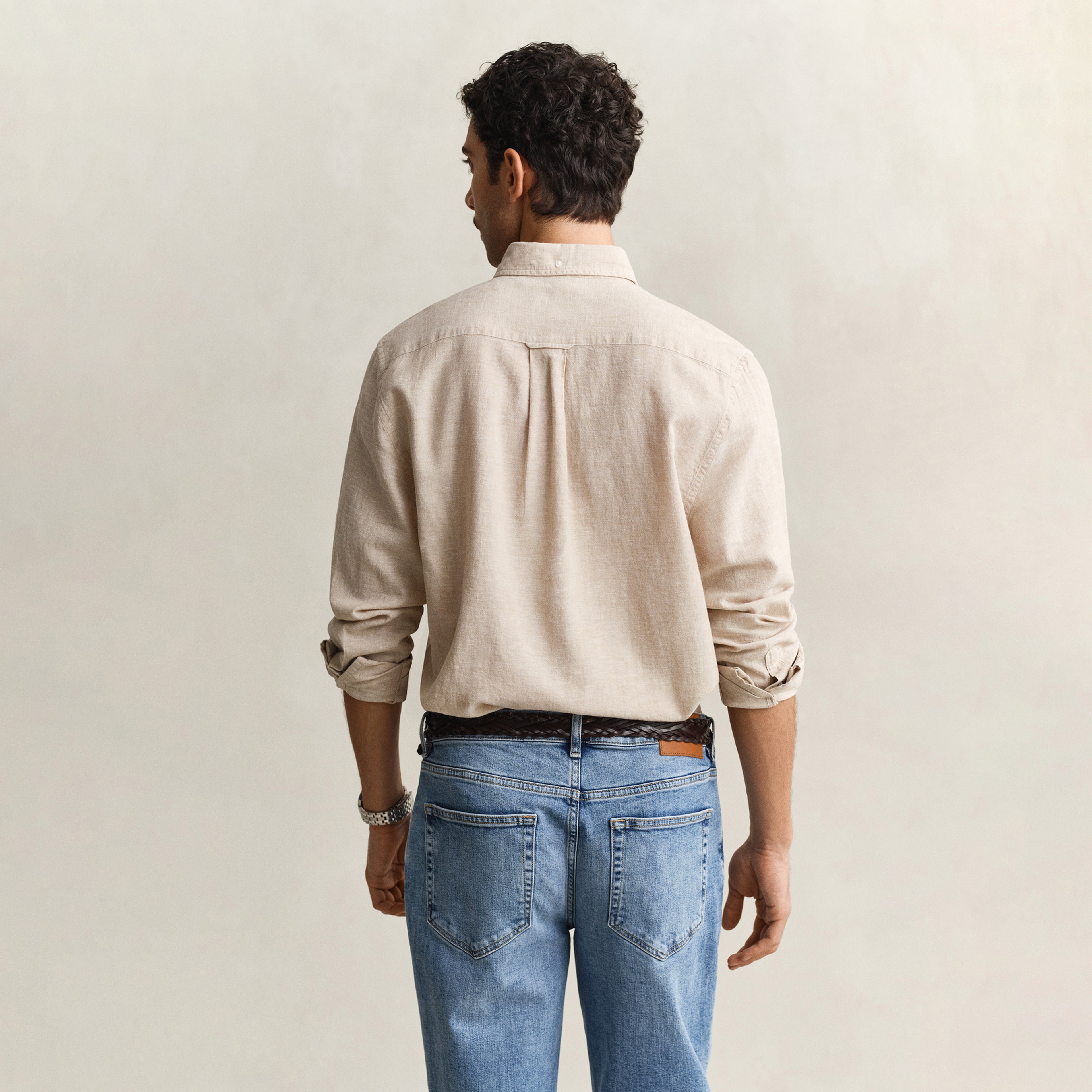 GANT Erkek Bej Regular Fit Logolu Gömlek