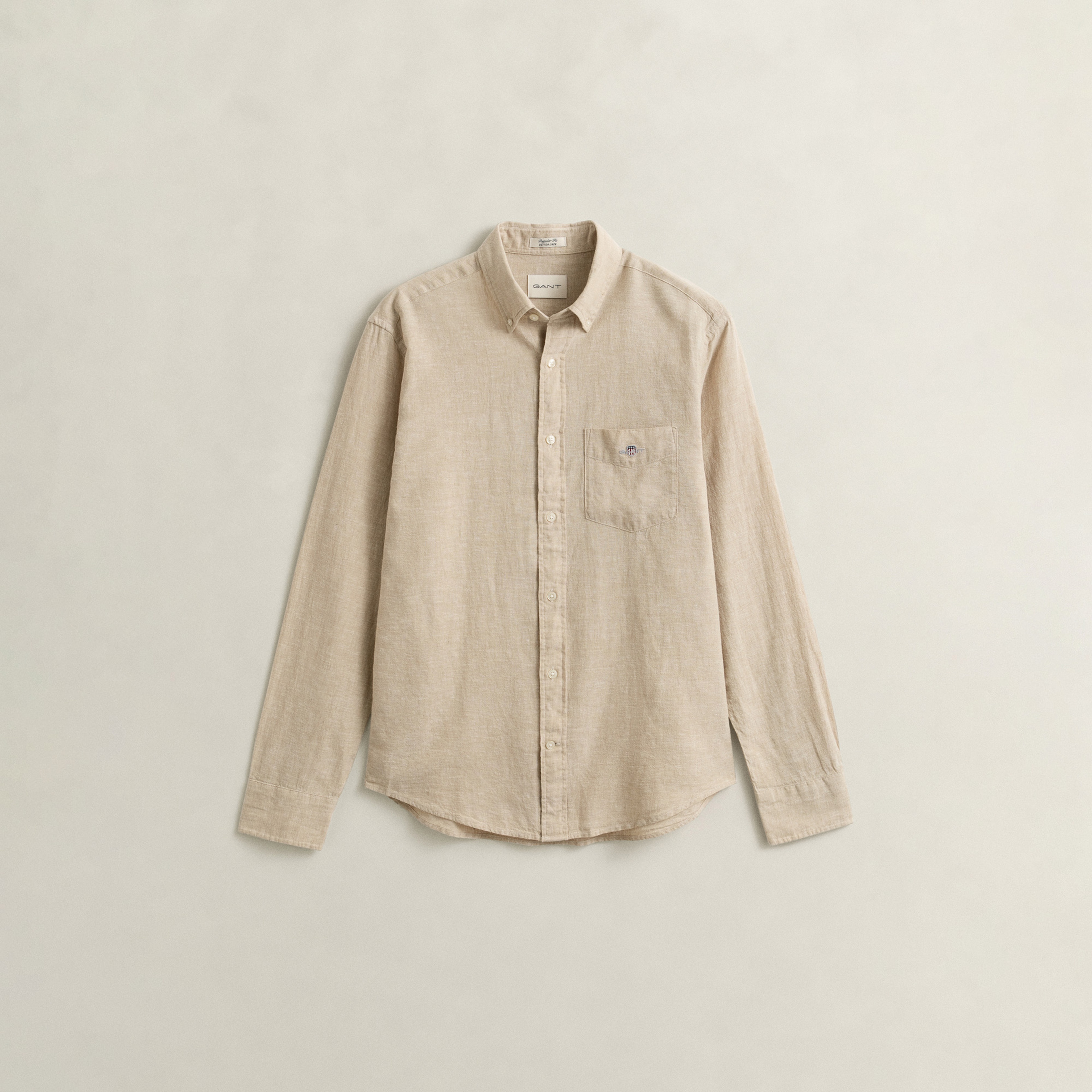 GANT Erkek Bej Regular Fit Logolu Gömlek