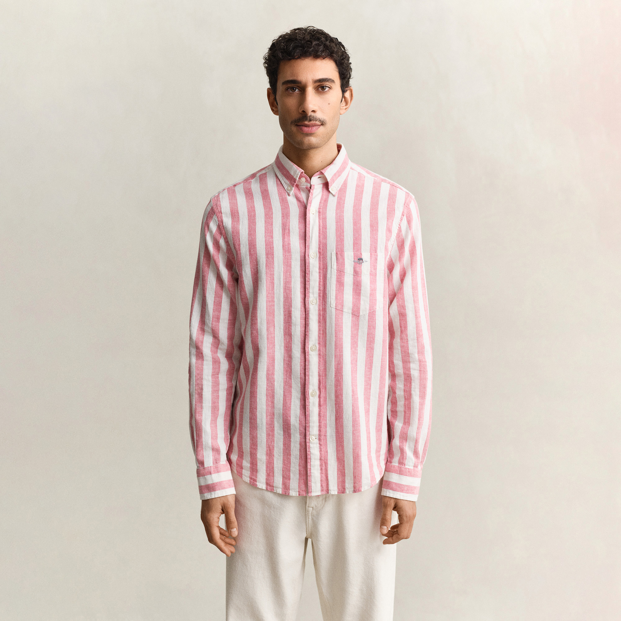 GANT Erkek Pembe Regular Fit Çizgili Logolu Gömlek