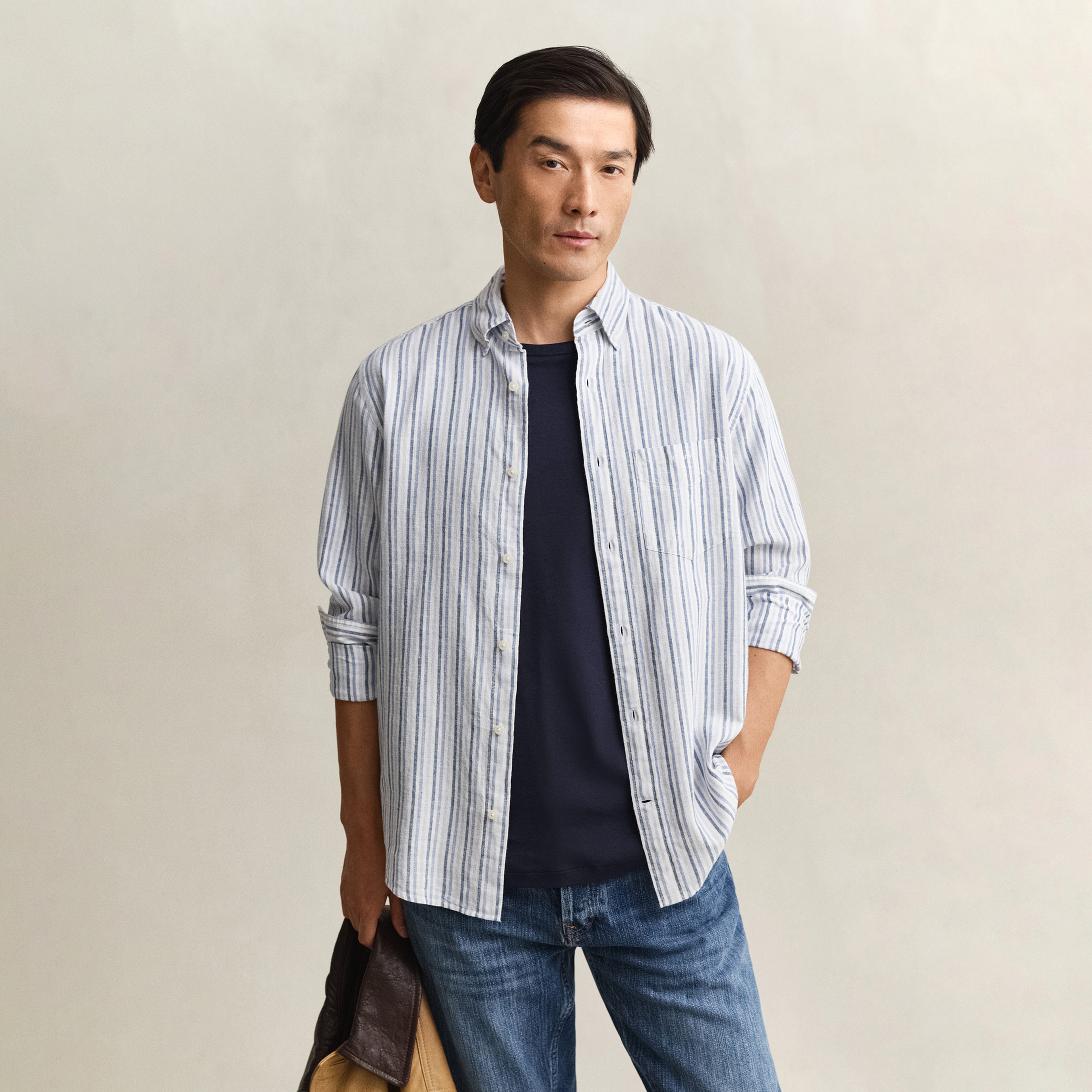 GANT Erkek Mavi Regular Fit Çizgili Gömlek