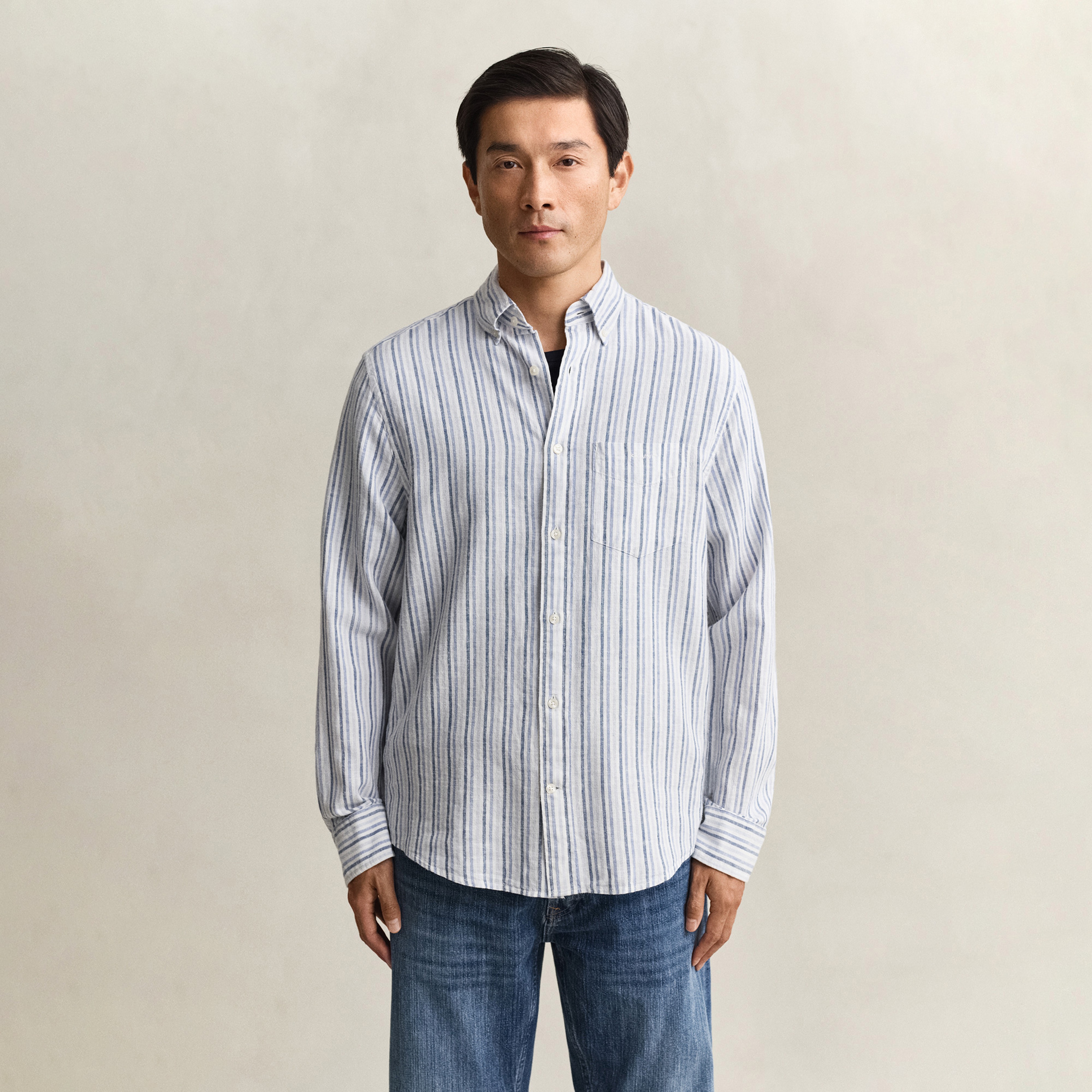 GANT Erkek Mavi Regular Fit Çizgili Gömlek