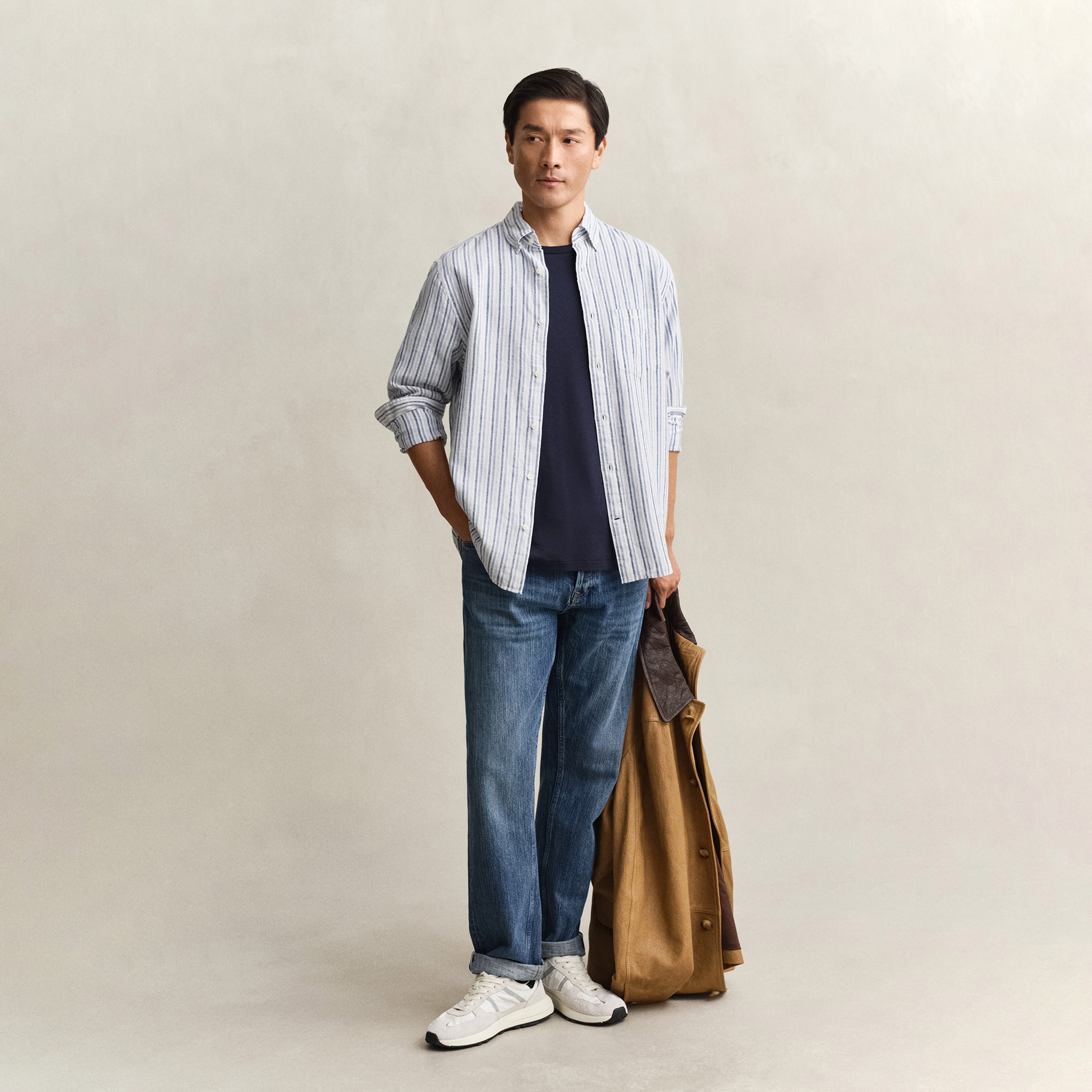 GANT Erkek Mavi Regular Fit Çizgili Gömlek