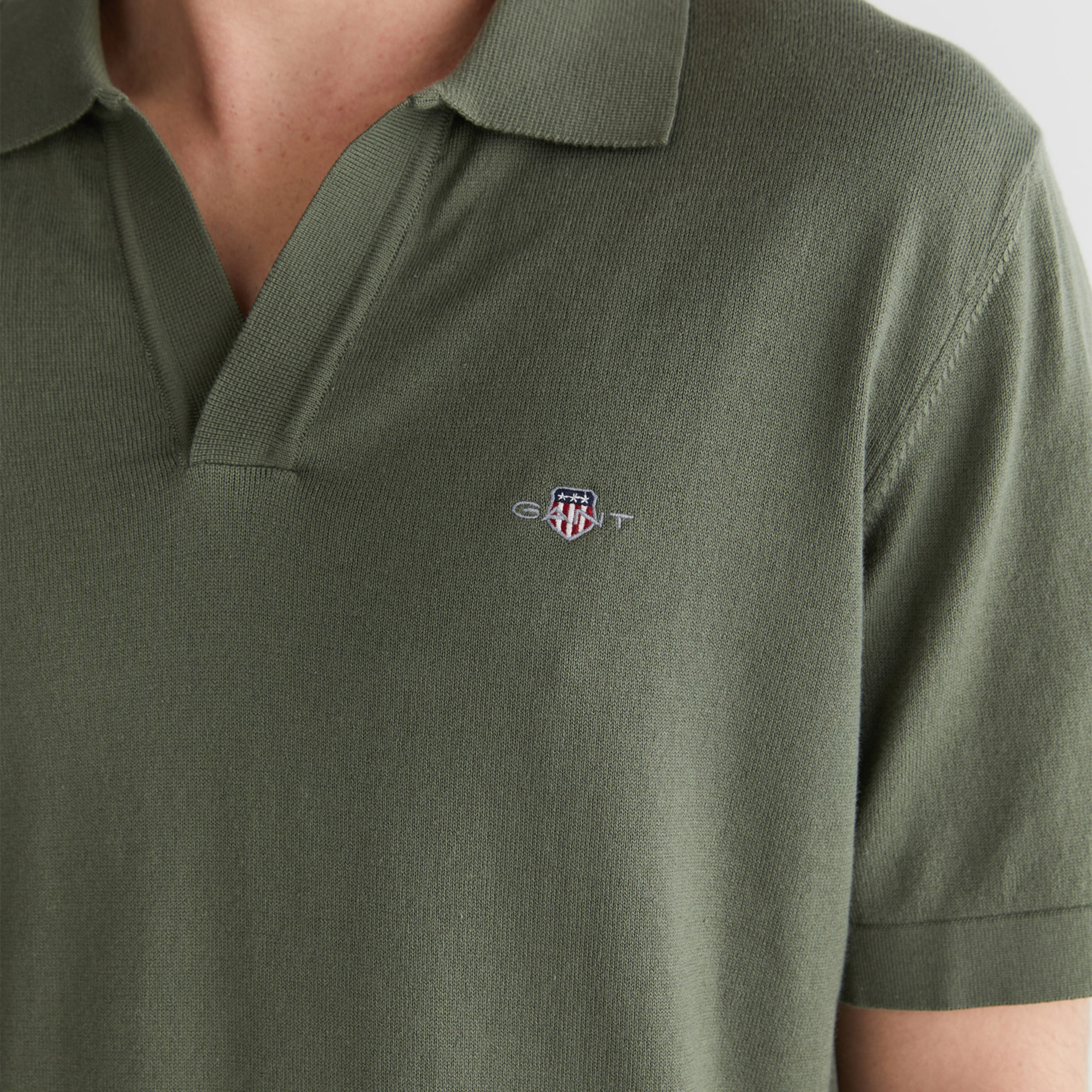 GANT Erkek Yeşil Regular Fit Polo Yaka Kısa Kollu Triko